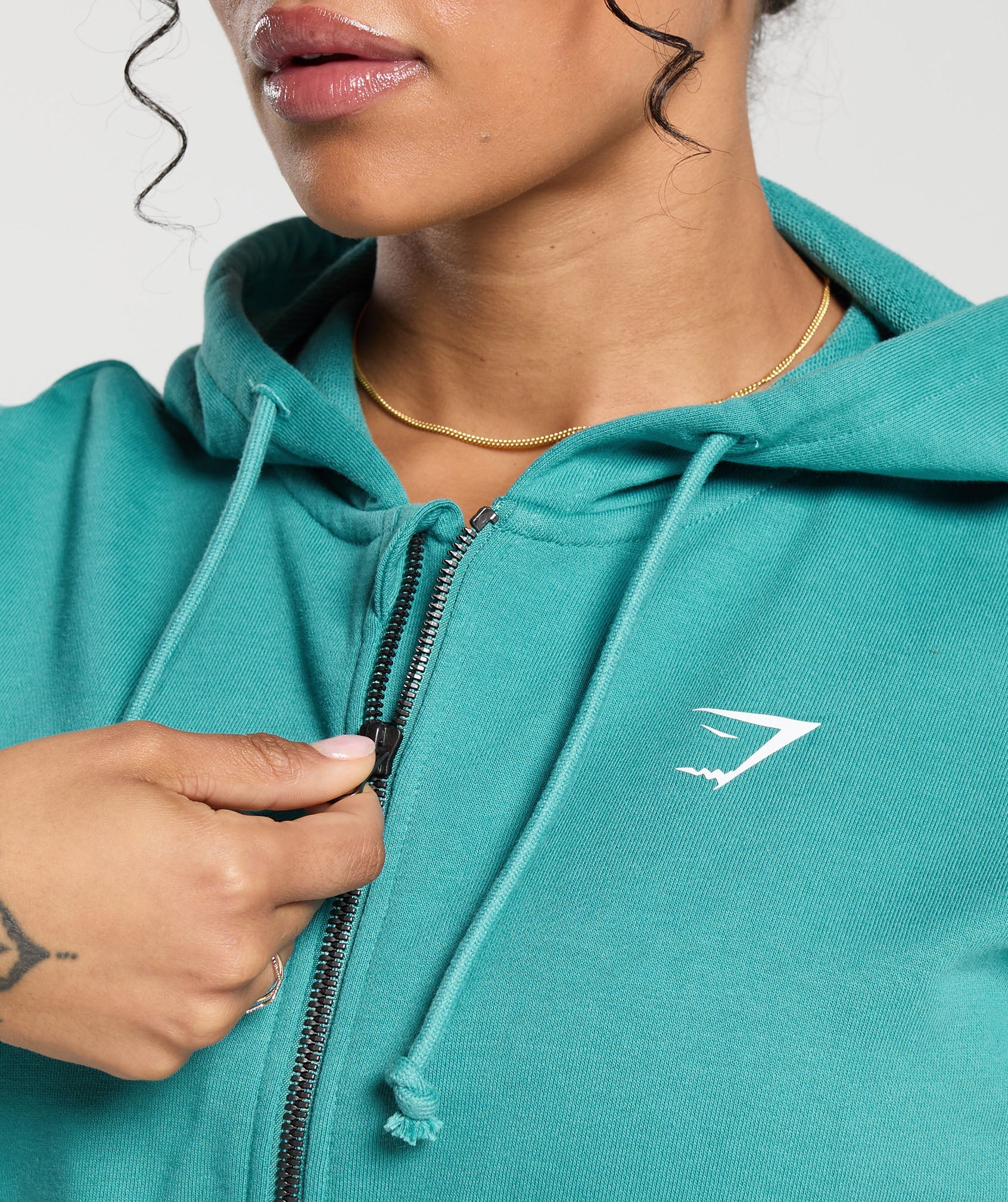 Power Midi Zip Hoodie in Bondi Teal - view 5