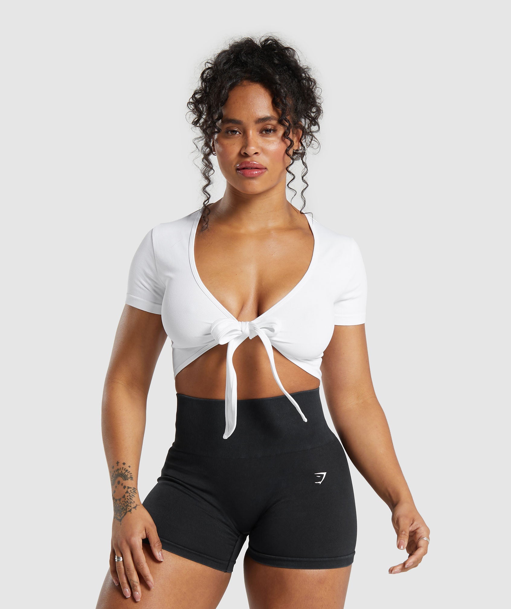 Gains Seamless Fitted Crop Top in White - view 1
