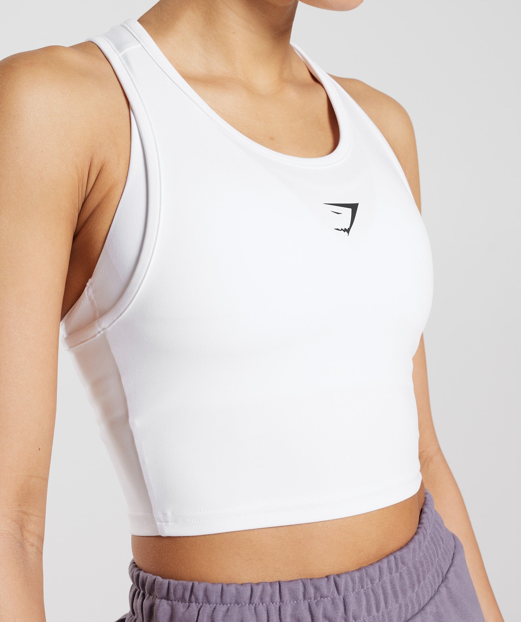 Fraction Crop Tank in White