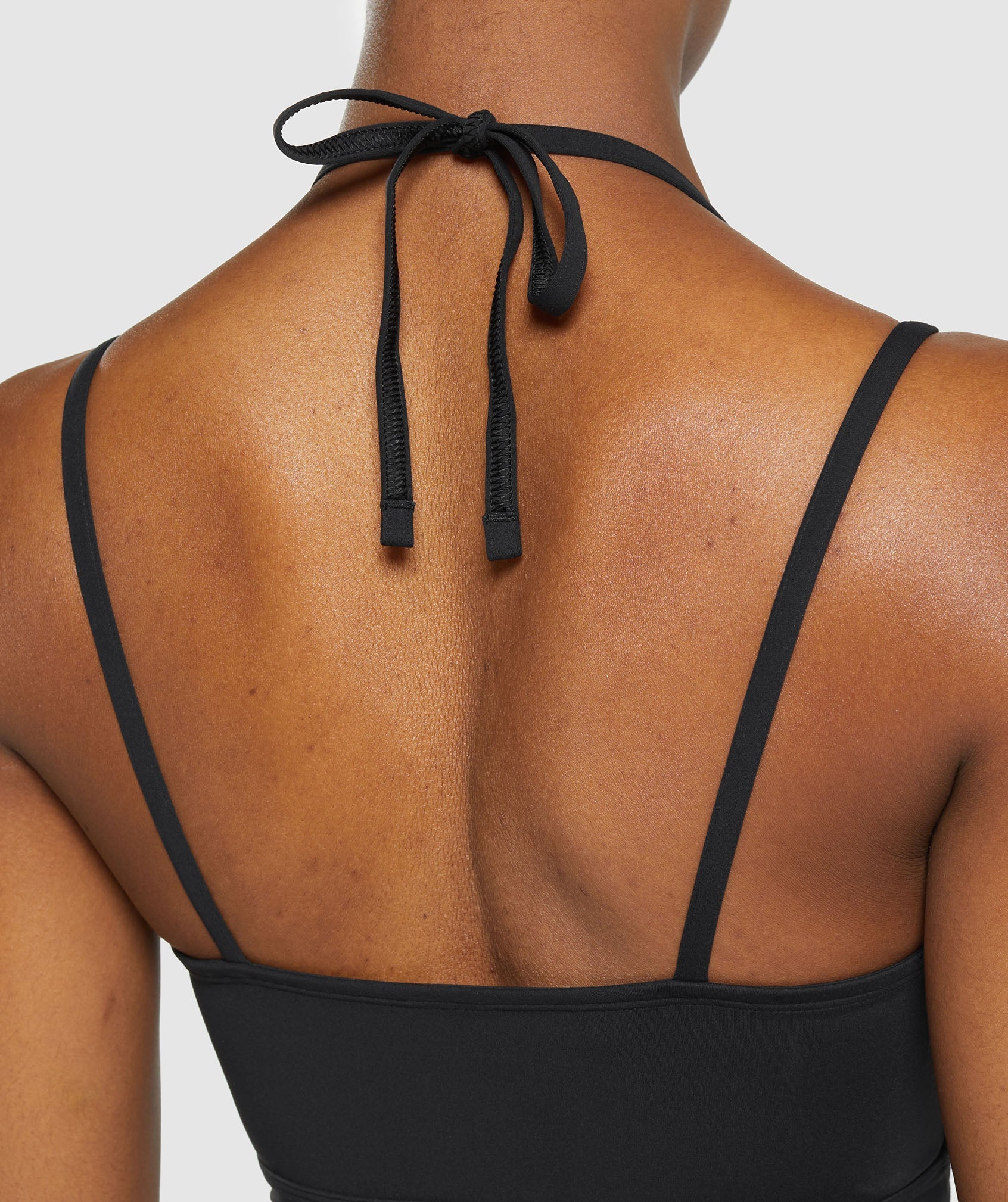 Halterneck Crop Cami Tank in Black - view 5