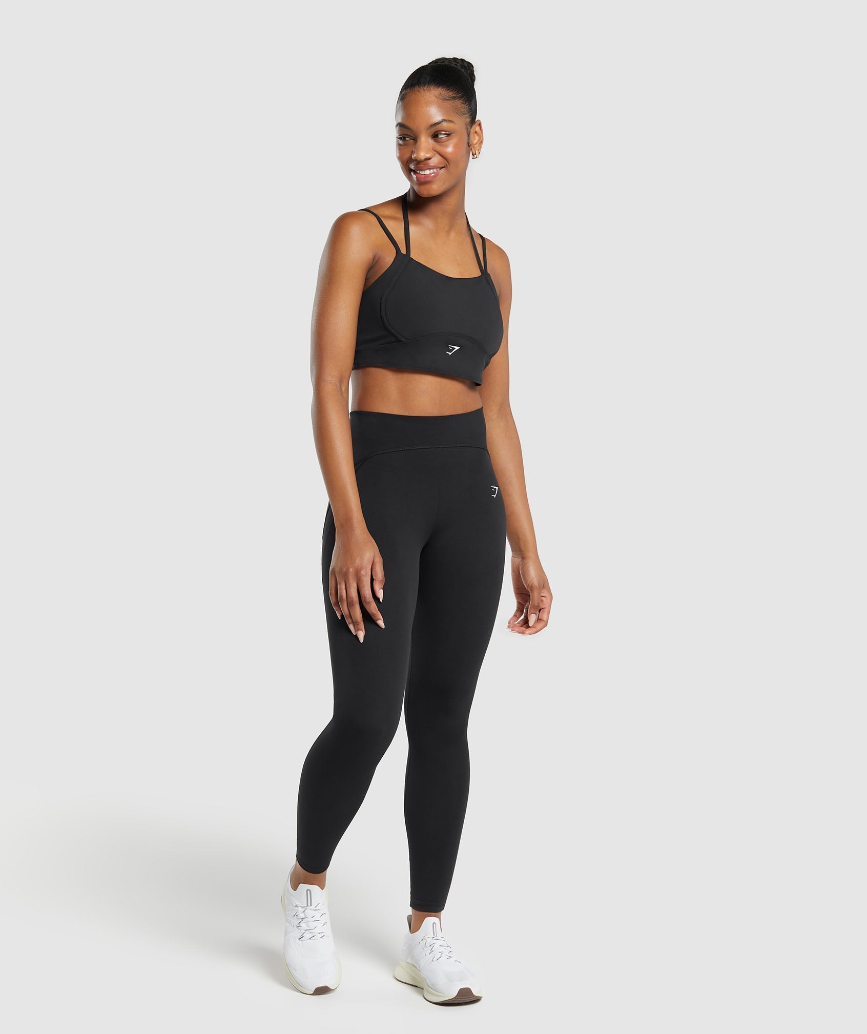 Halterneck Crop Cami Tank in Black - view 4