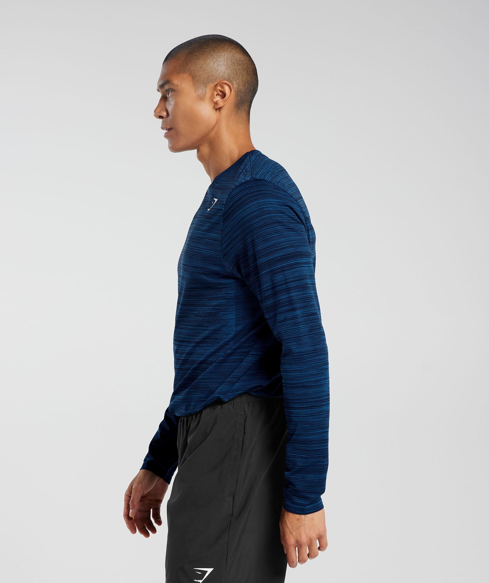 Heather Seamless Long Sleeve T-Shirt in Navy/Core Blue Marl - view 3