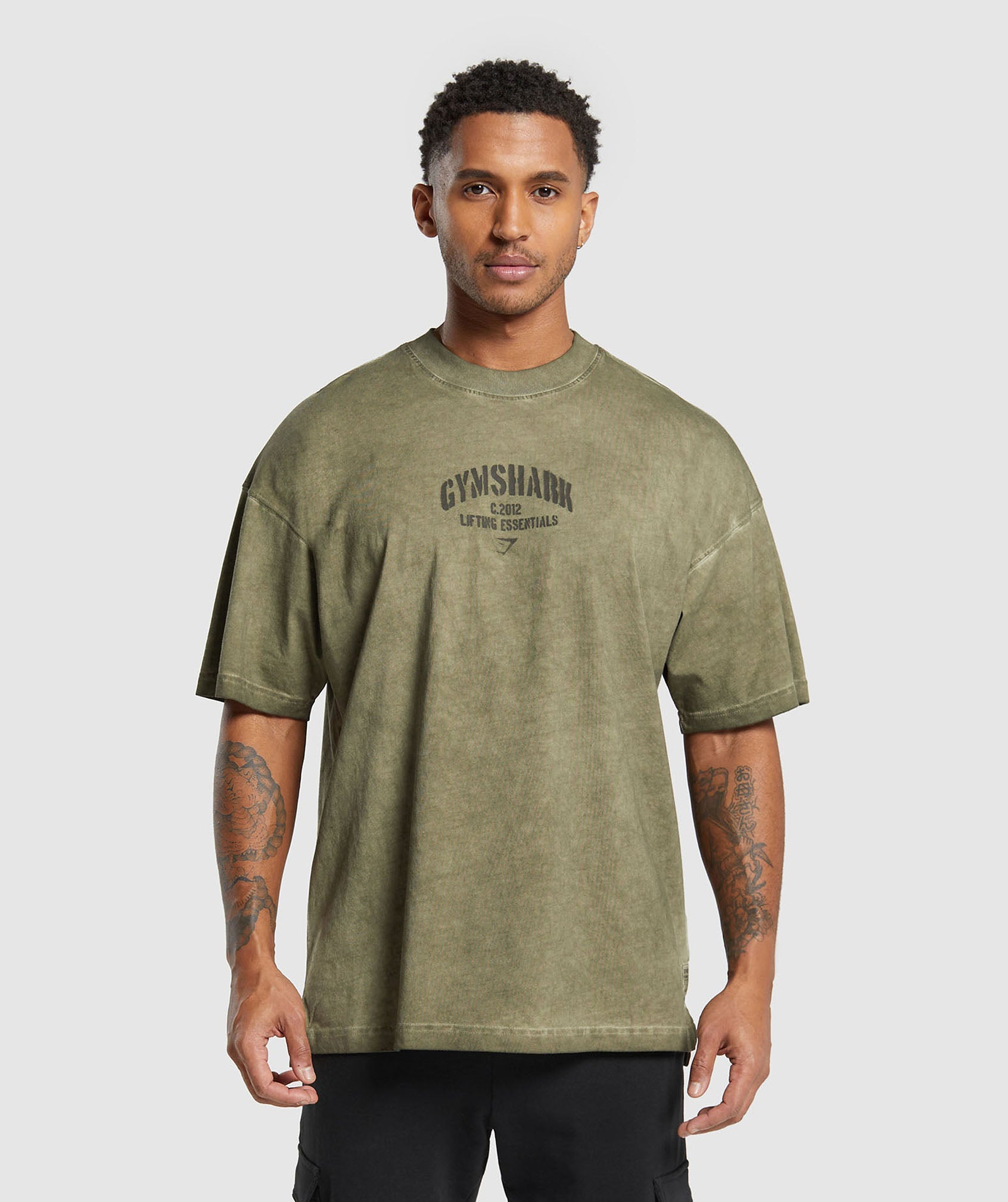 Heavyweight Washed T-Shirt in Utility Green - view 1