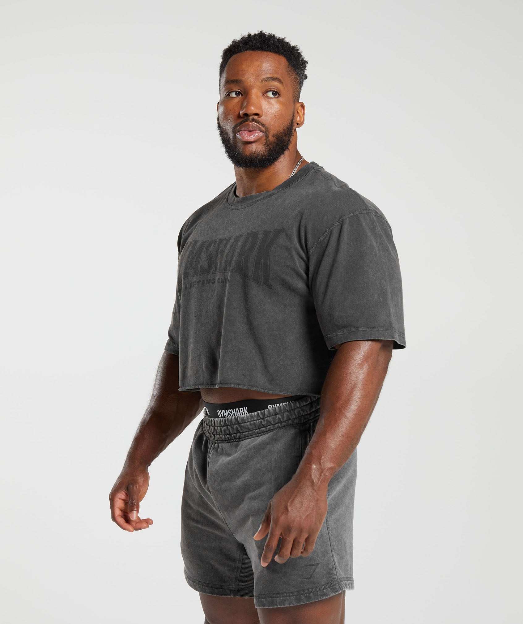 Heritage Washed Crop T-Shirt in Onyx Grey - view 3