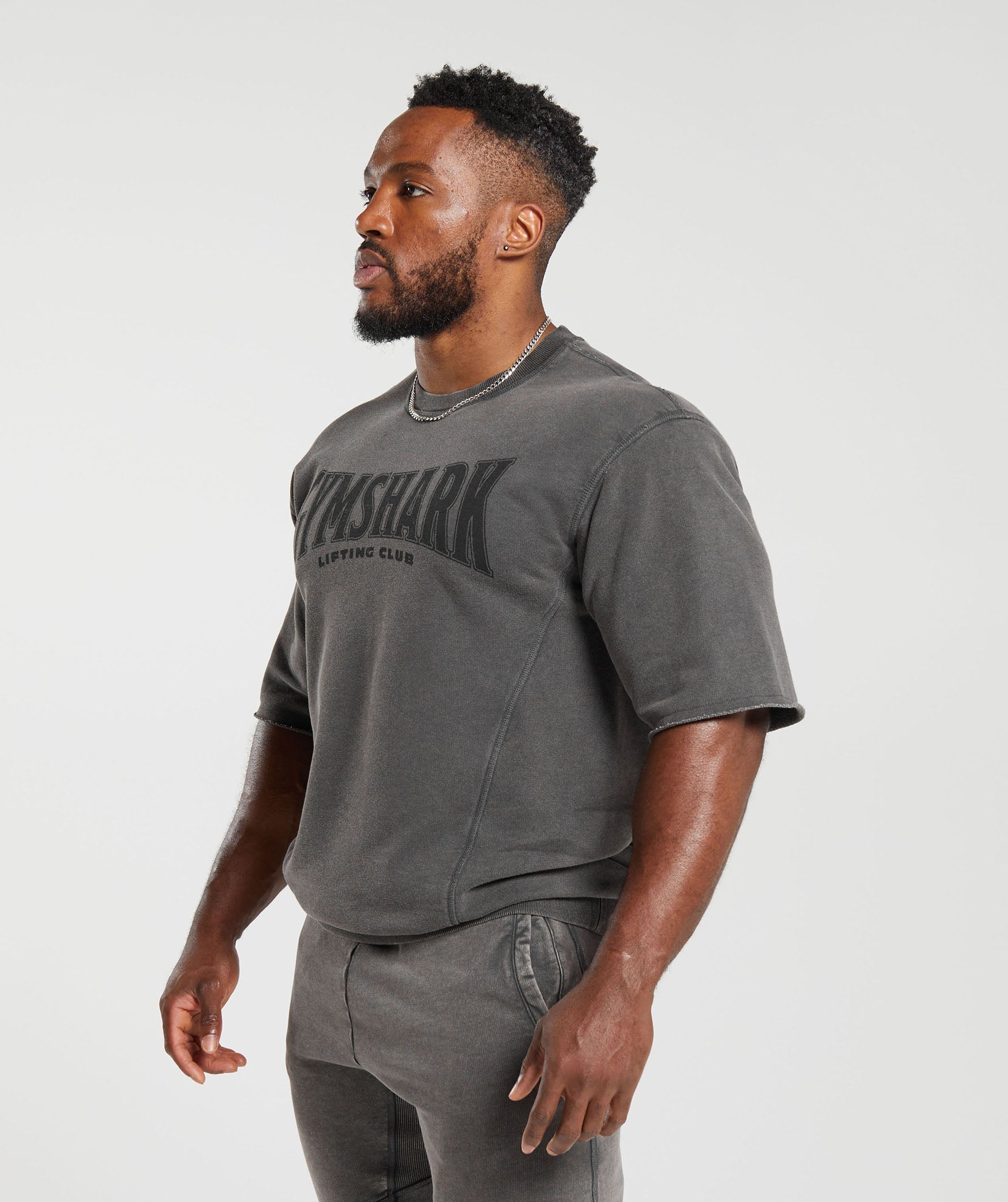 Heritage Washed Short Sleeve Crew in Onyx Grey - view 4
