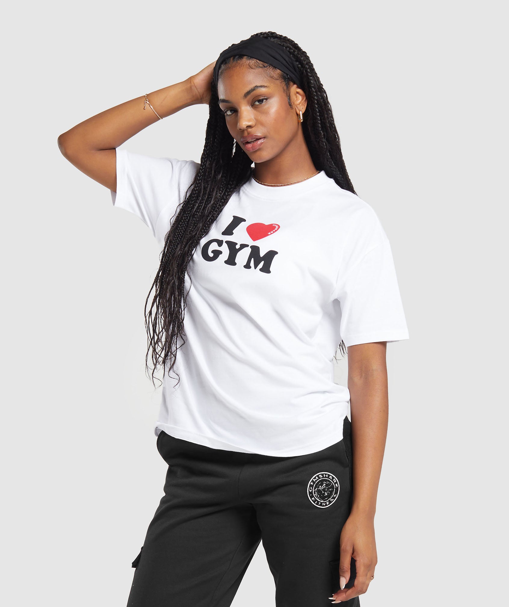 I Heart Gym Oversized T-Shirt in White - view 3