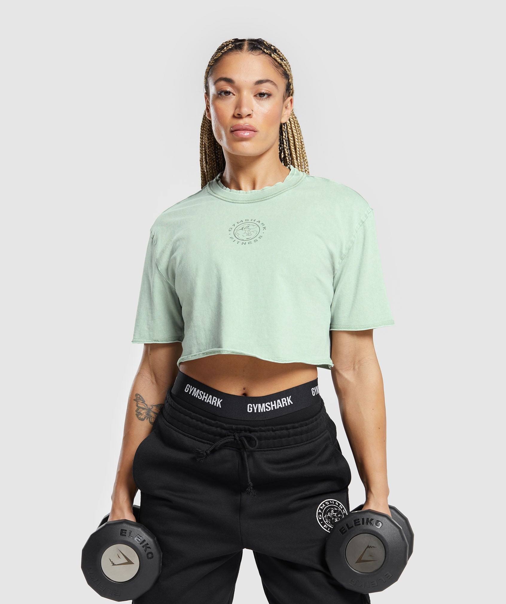 Legacy Washed Crop Top in Faded Green - view 6