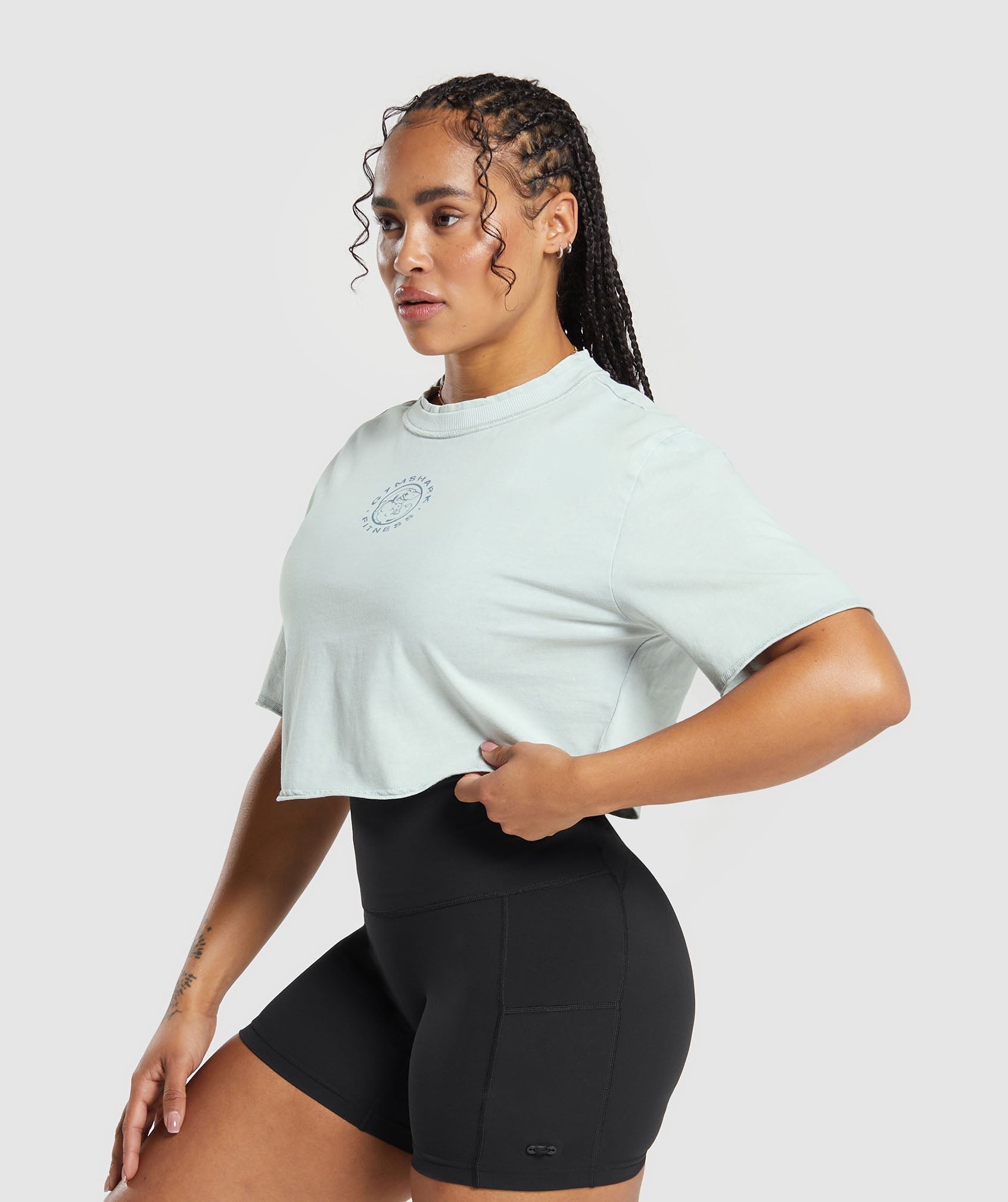 Gymshark Legacy Washed Crop Top - Dusk Green