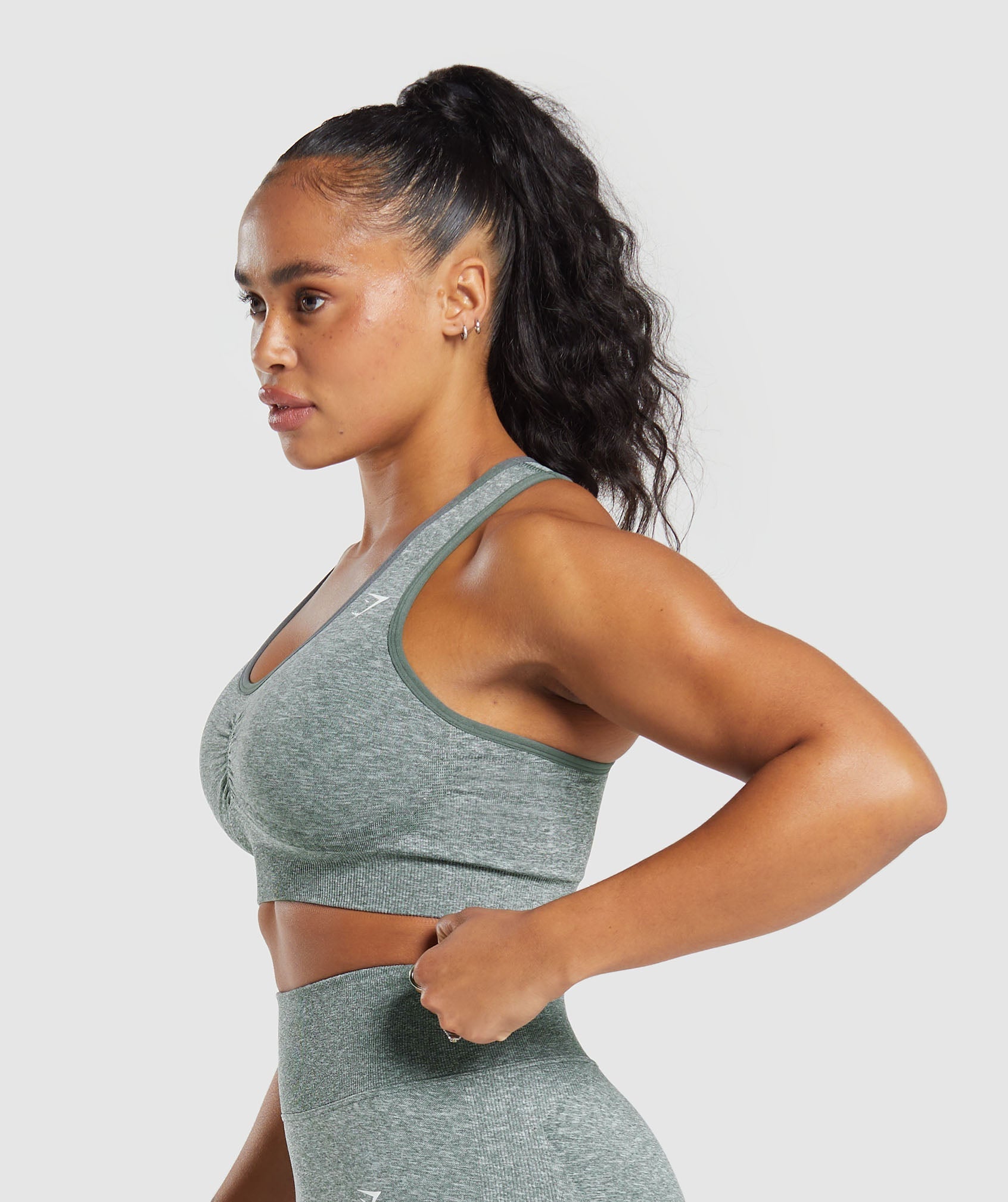Lift Contour Seamless Sports Bra in Slate Teal/White Marl - view 4