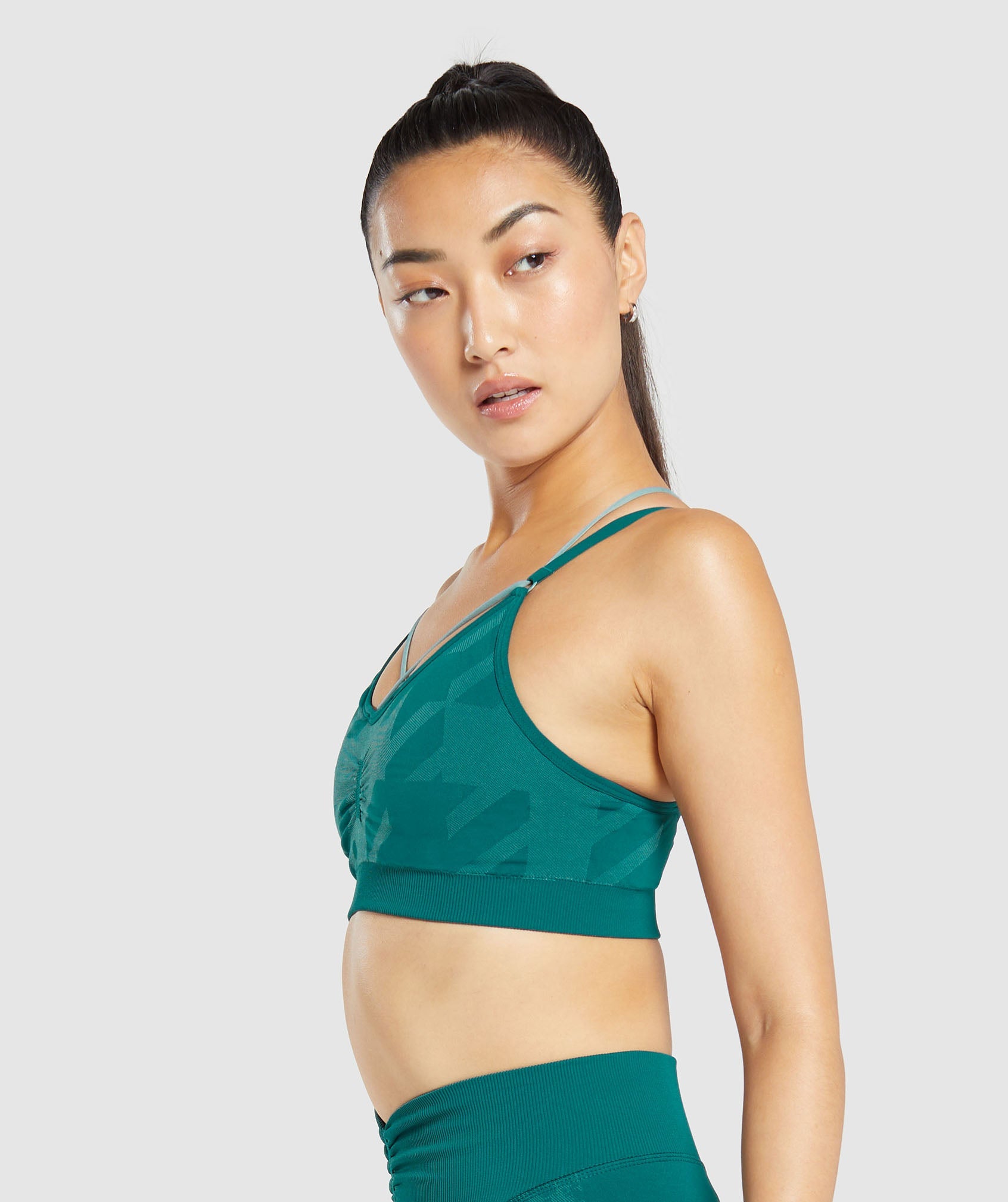 Apex Limit Seamless Ruched Sports Bra in Deep Teal/Duck Egg Blue - view 5