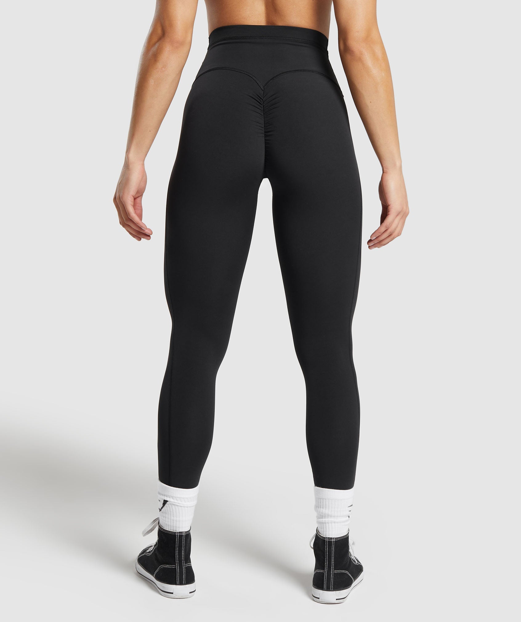 Mesh Waistband Leggings in Black - view 2