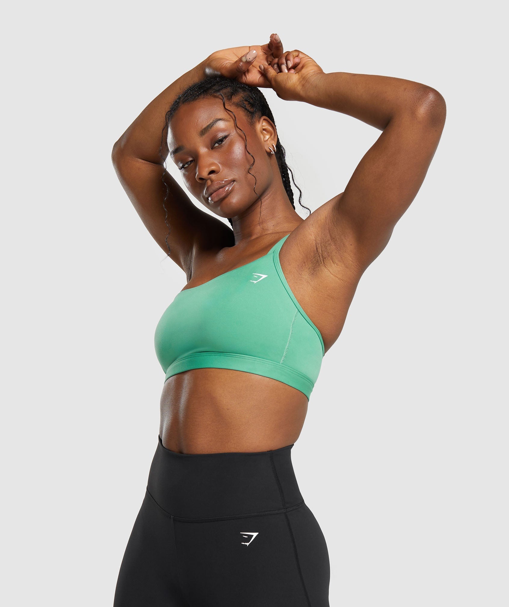 One Shoulder Sports Bra in Lagoon Green - view 4