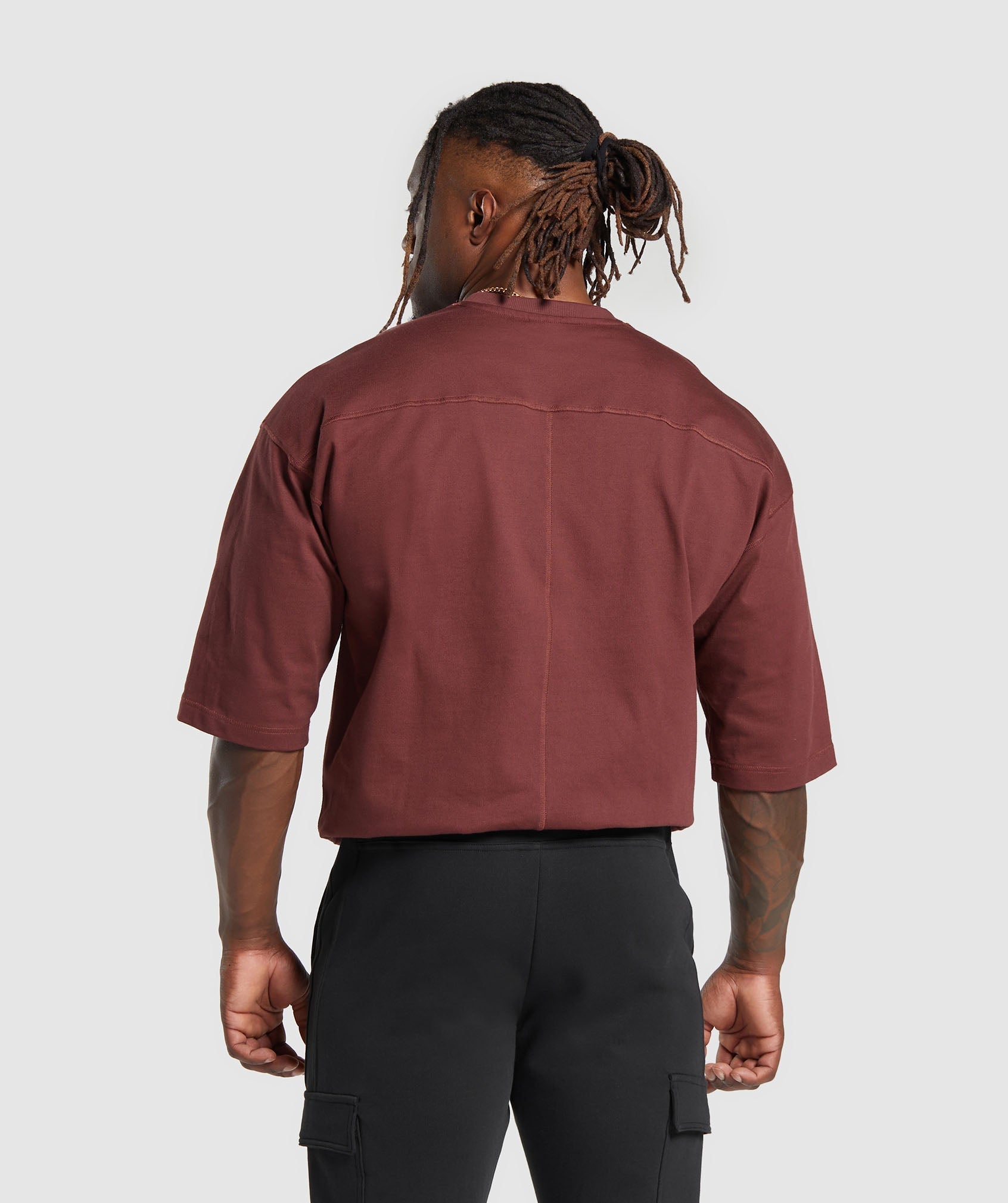 Premium Lifting T-Shirt in Burgundy Brown - view 3