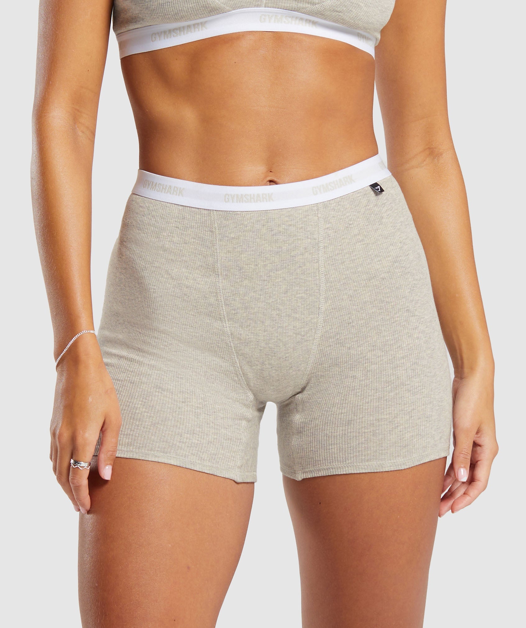 Rib Shorts in Stone Grey Marl