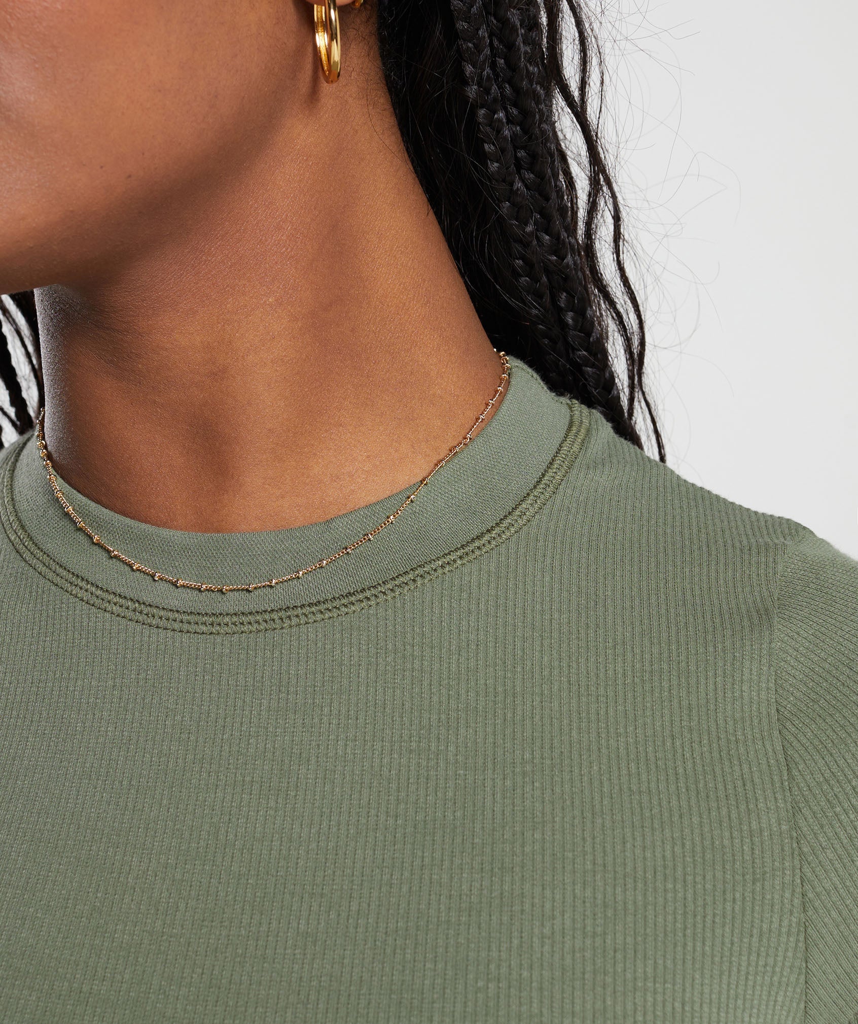 Ribbed Cotton Seamless T-Shirt in Base Green - view 6