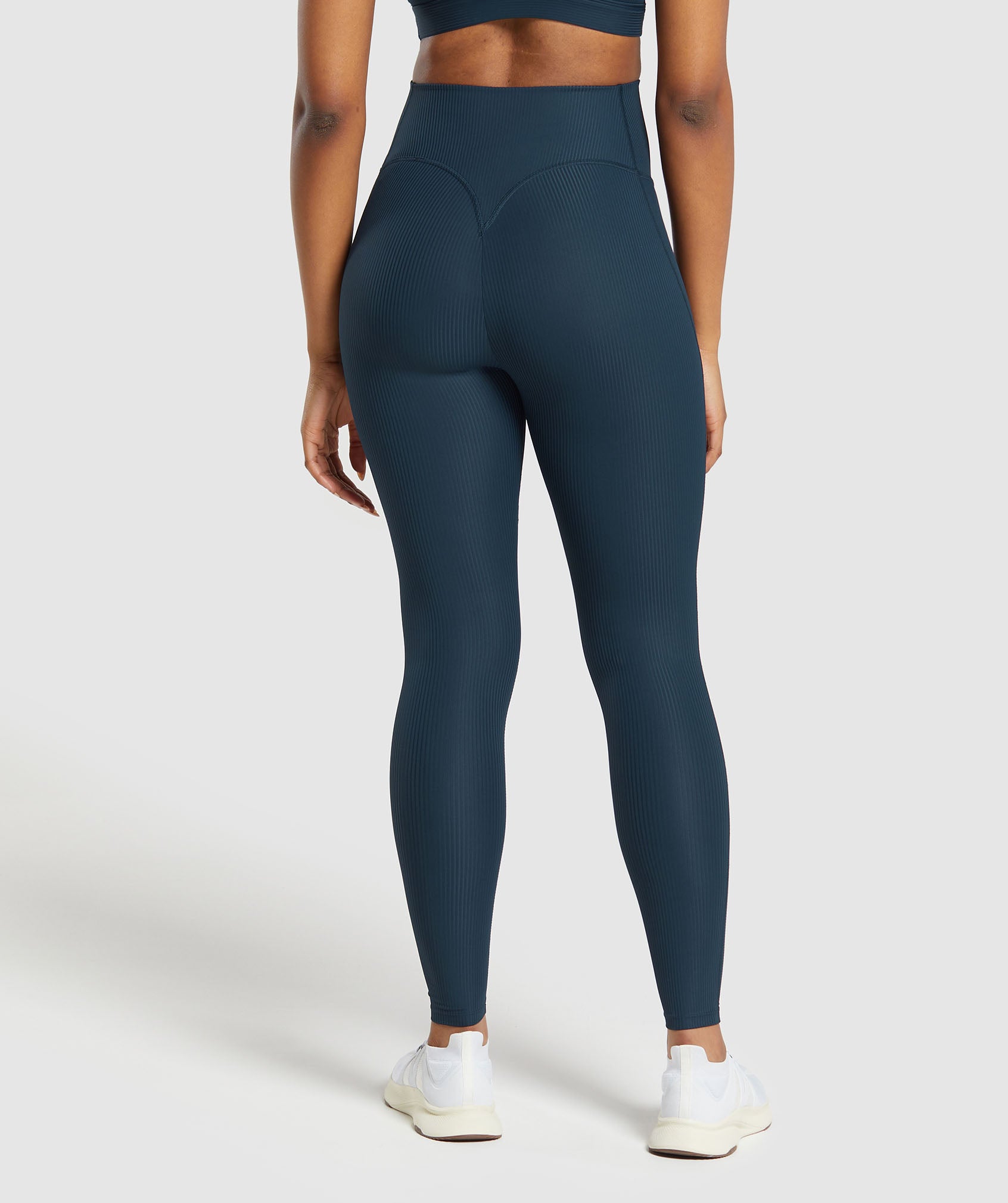 New Fabletics Lrg 10 Blue Crushed Velour High Waist Crossover