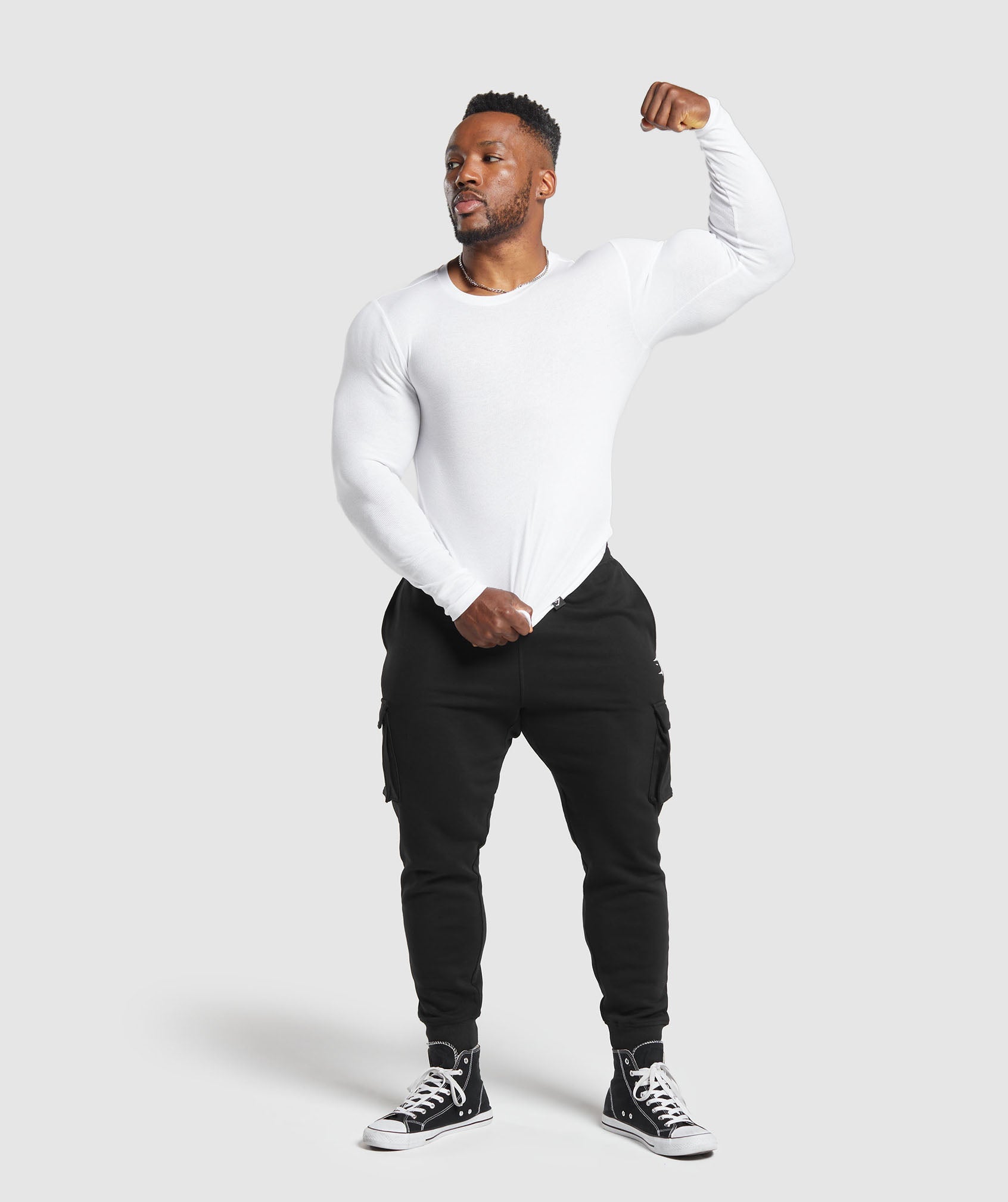 Ribbed Long Sleeve T-Shirt in White - view 5