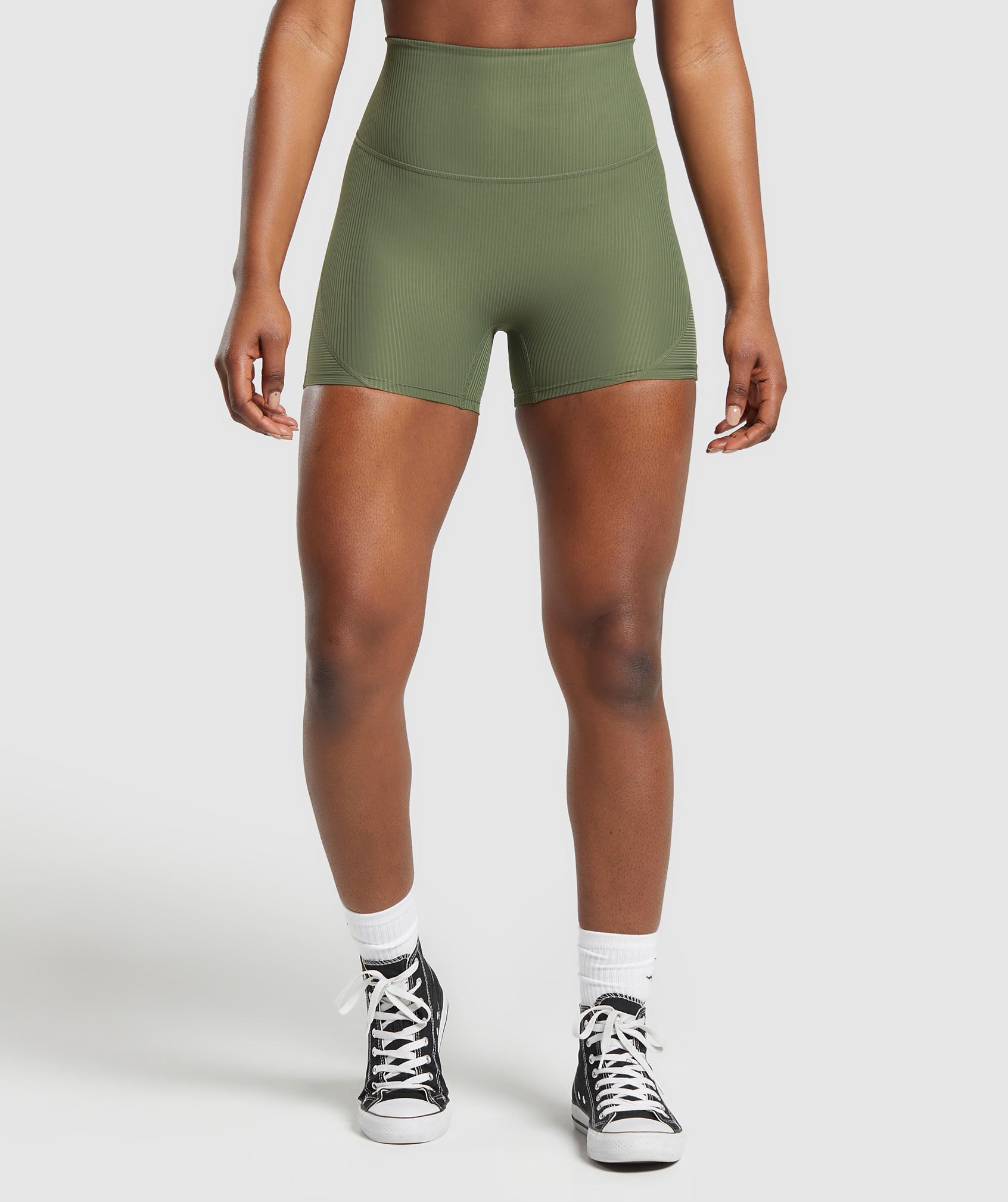 Ribbed Shorts in Core Olive