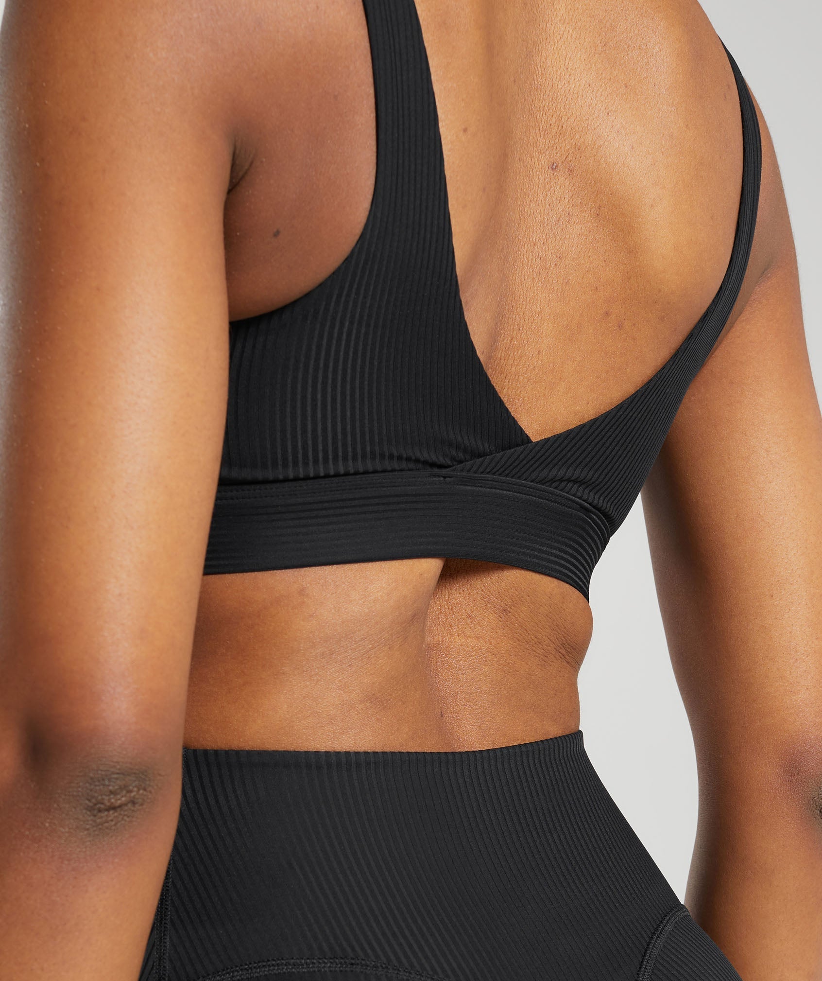 Ribbed Sports Bra in Black - view 6