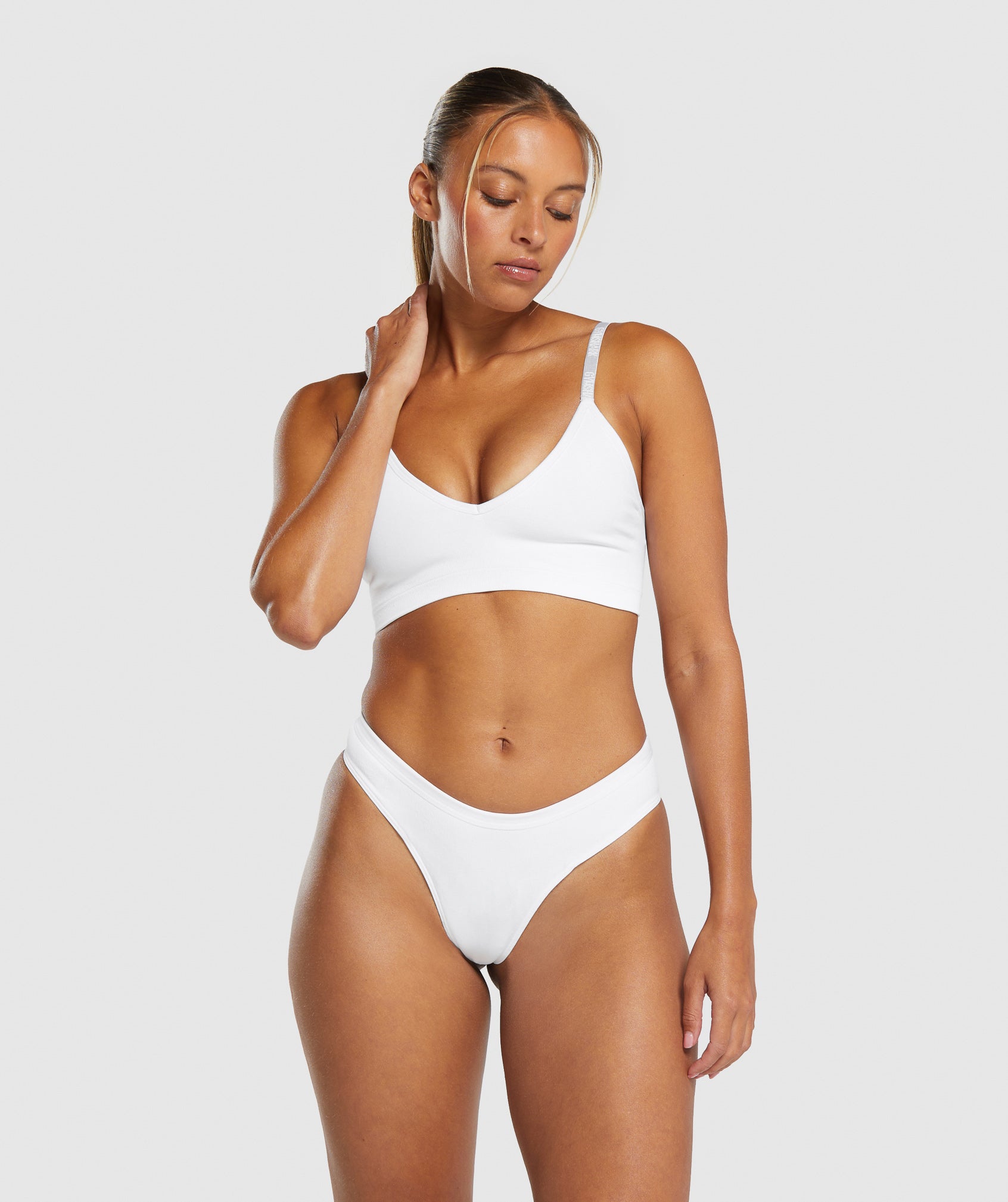 Seamless Dipped Front Thong in White - view 4