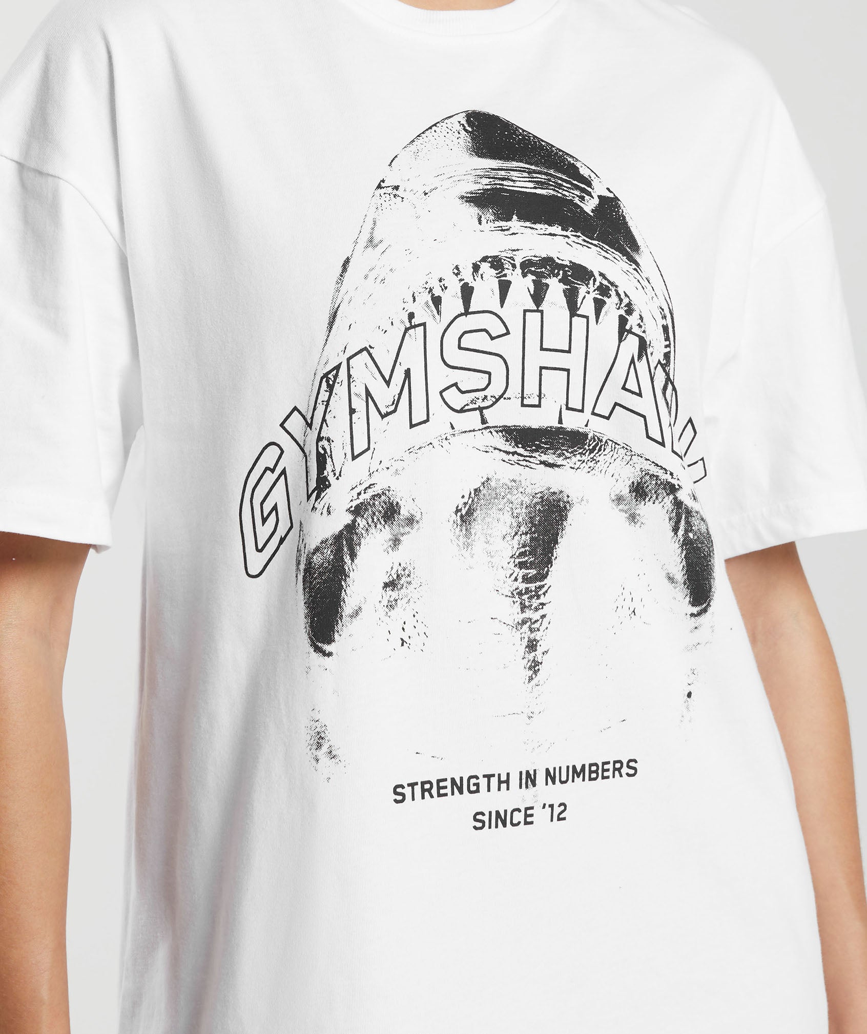 Shark Attack Oversized T-Shirt in White - view 4