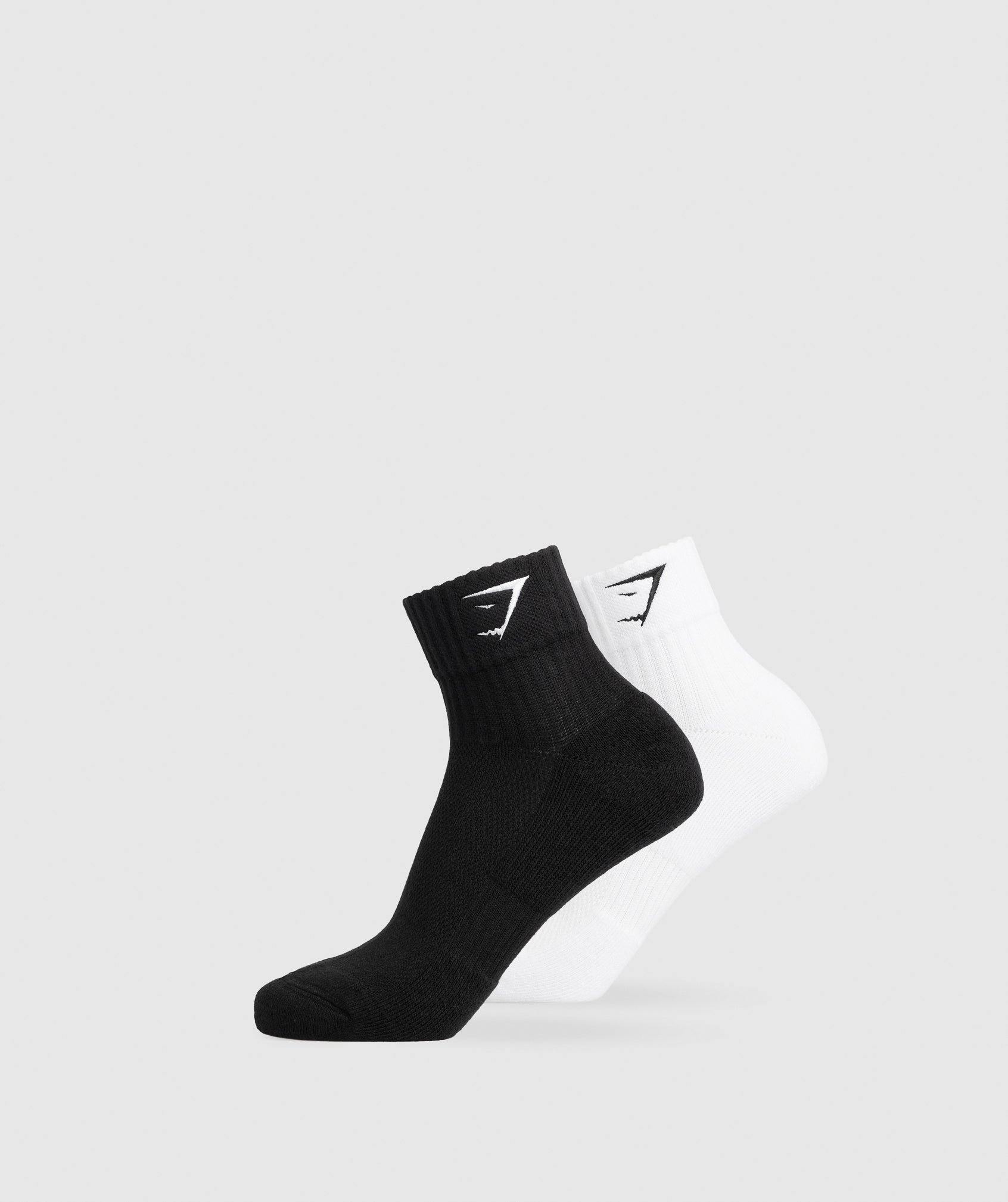 Gymshark Sharkhead Embroidered Quarter Socks 2pk - Black/White | Gymshark