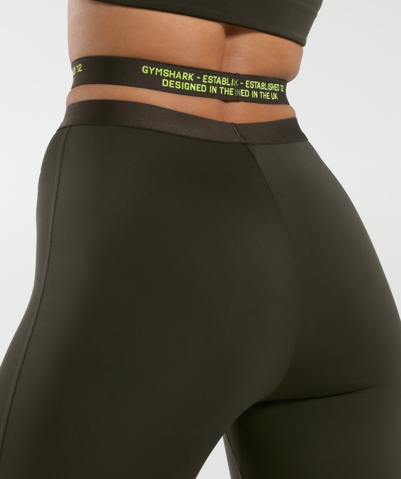 Strappy Waistband Leggings in Deep Olive Green - view 6