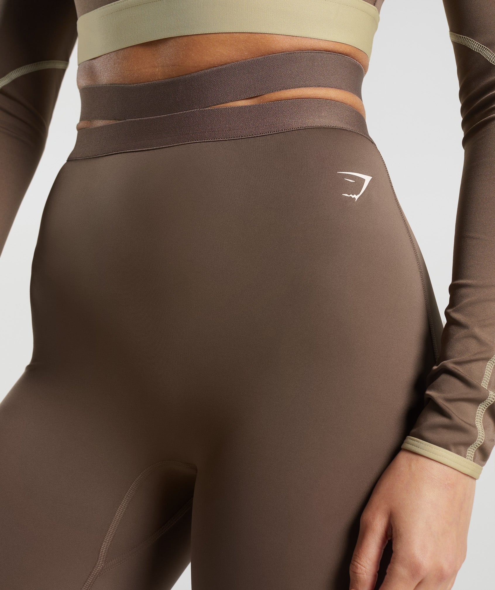 Strappy Waistband Leggings in Soft Brown - view 5