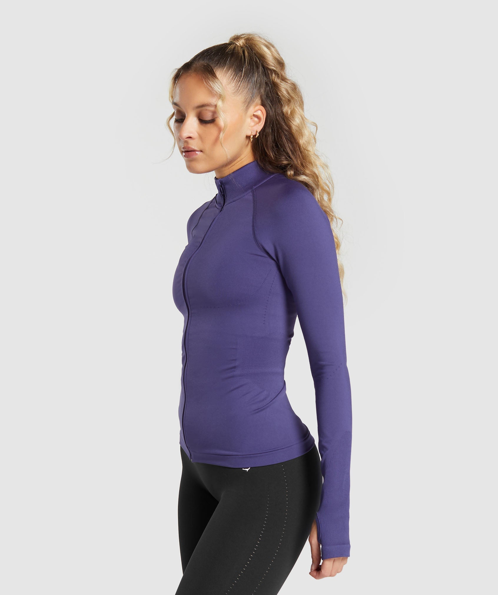 Sweat Seamless Zip Up Jacket in Galaxy Purple - view 3