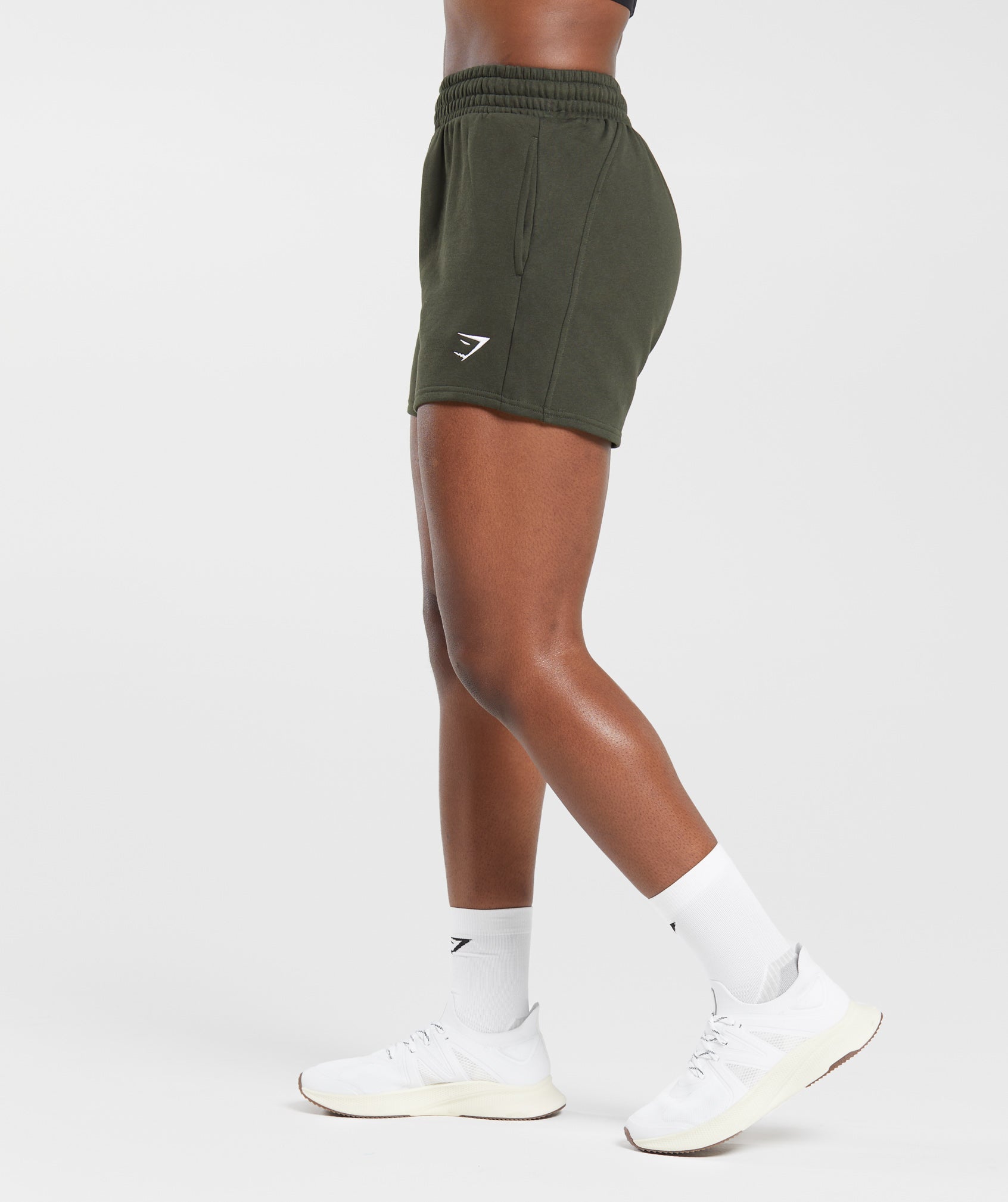 Training Fleece Shorts in Deep Olive Green - view 5