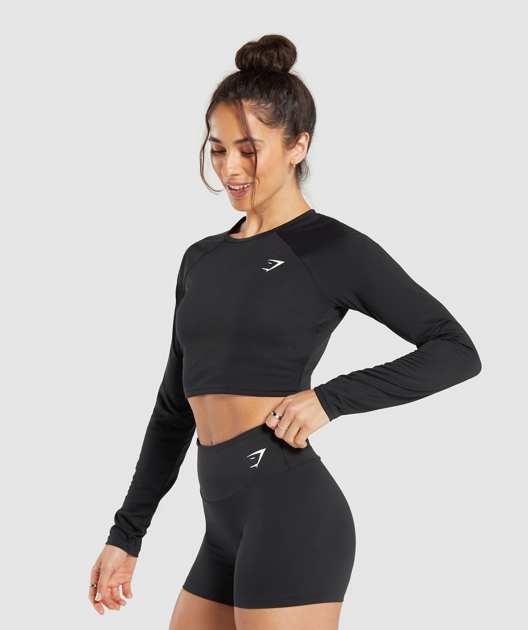 Training Long Sleeve Crop Top in Black