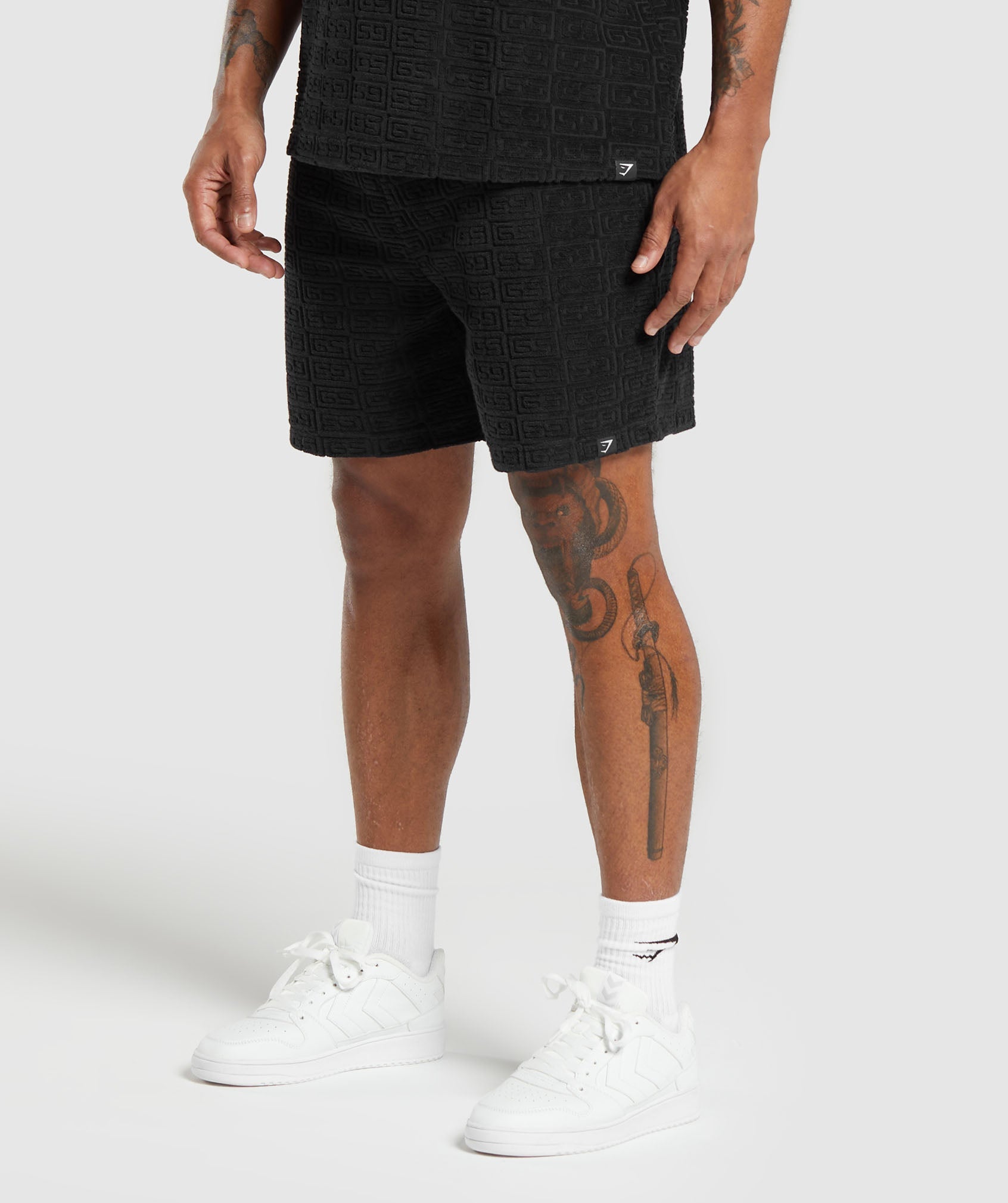 Towelling 7" Shorts in Black - view 3
