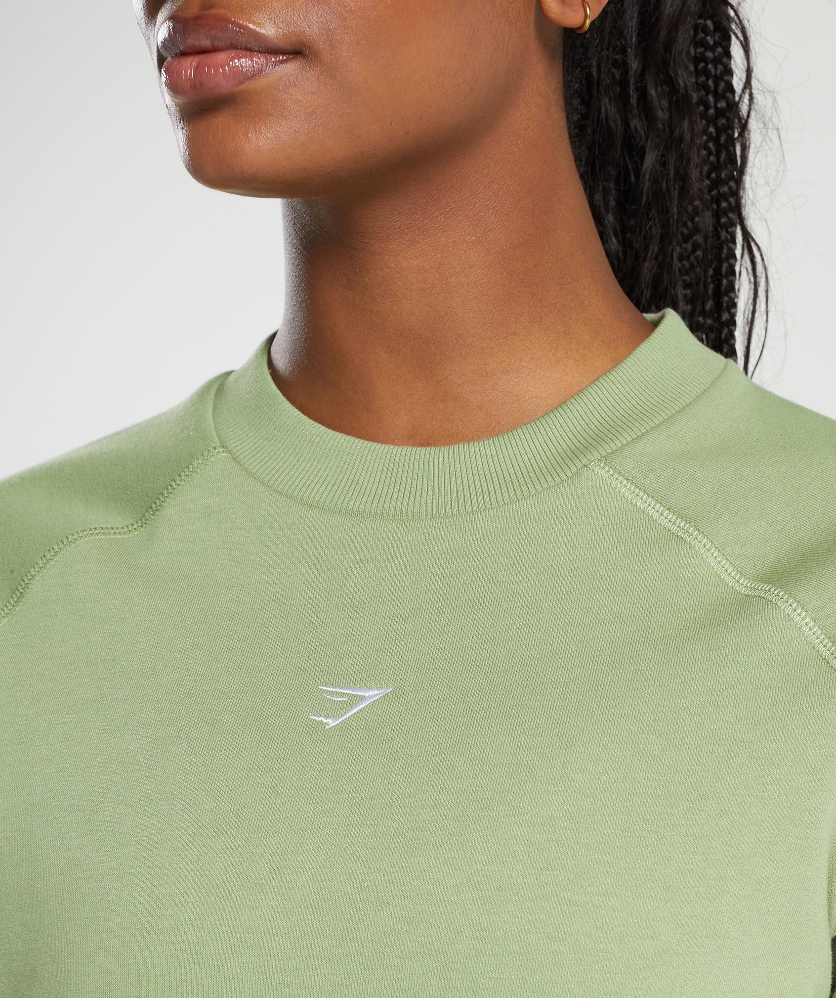 Training Fleece Cropped Sweatshirt in Natural Sage Green - view 5