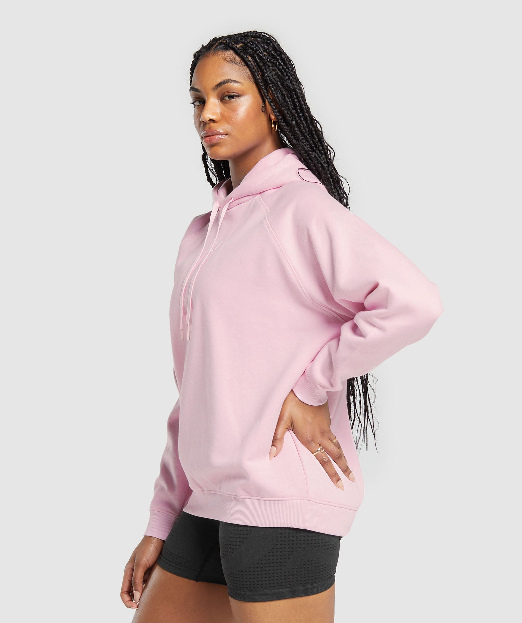 Training Oversized Fleece Hoodie in Dolly Pink - view 3
