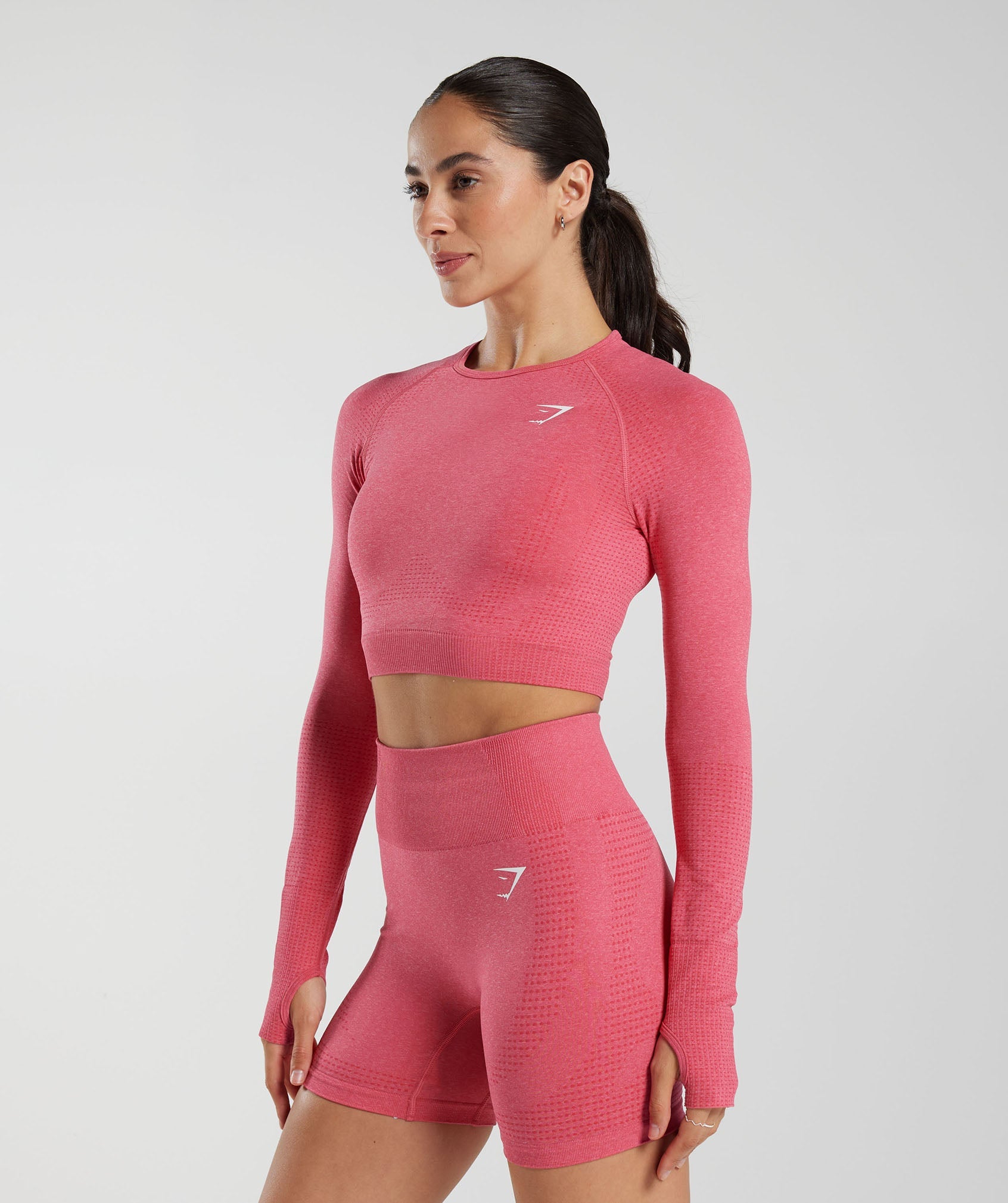 Vital Seamless 2.0 Crop Top in Bright Fuchsia Marl