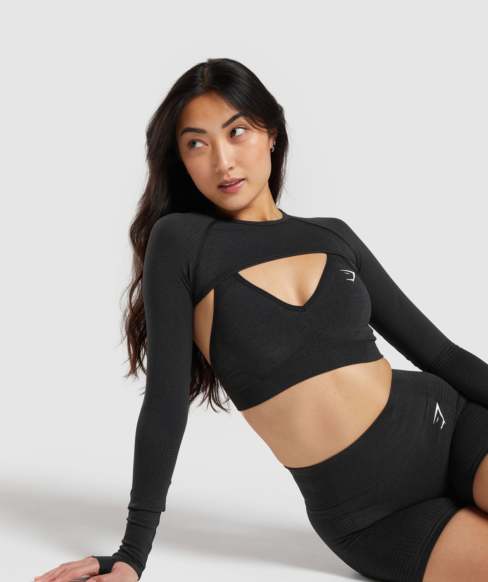 Vital Seamless Shrug in Black Marl - view 4