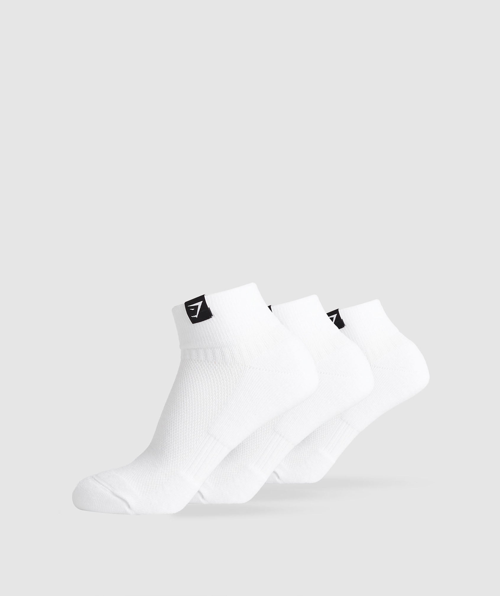 Woven Tab Quarter Socks 3pk in White - view 1