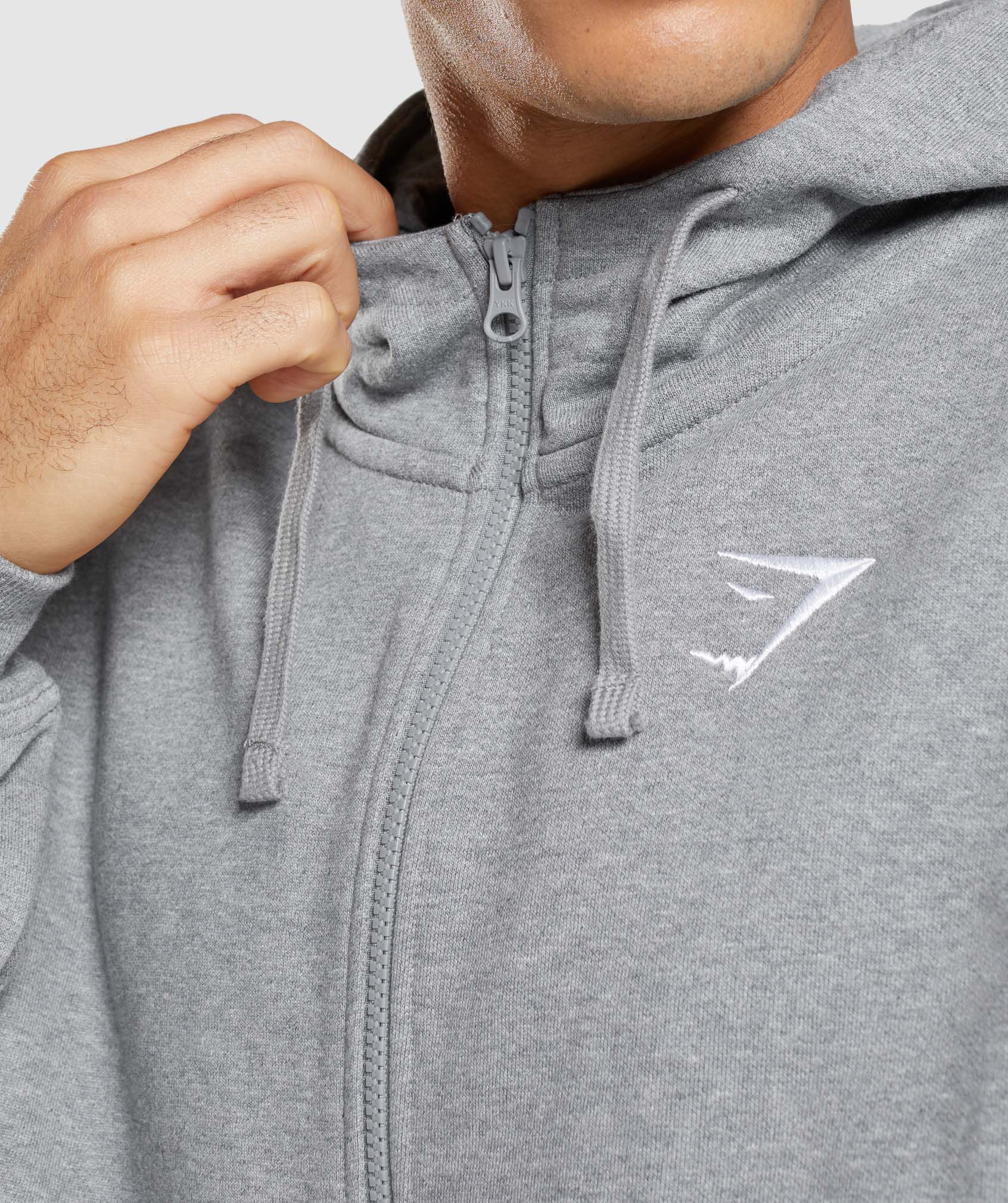 Gymshark Crest Oversized Zip Up Hoodie - Charcoal Grey Marl