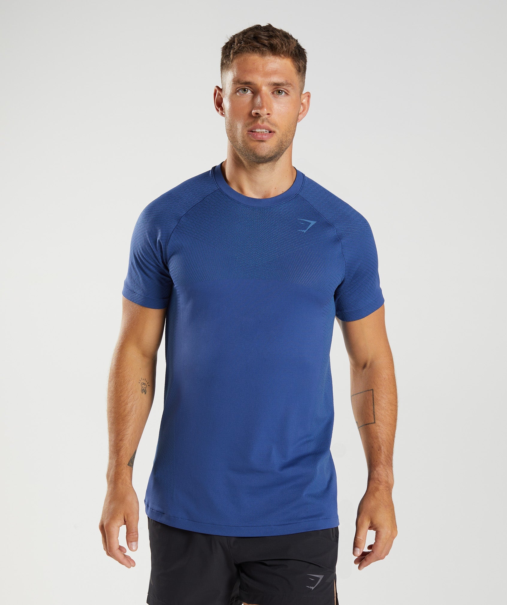 Gymshark Geo Seamless T-Shirt - Thunder Blue/Cosmic Grey