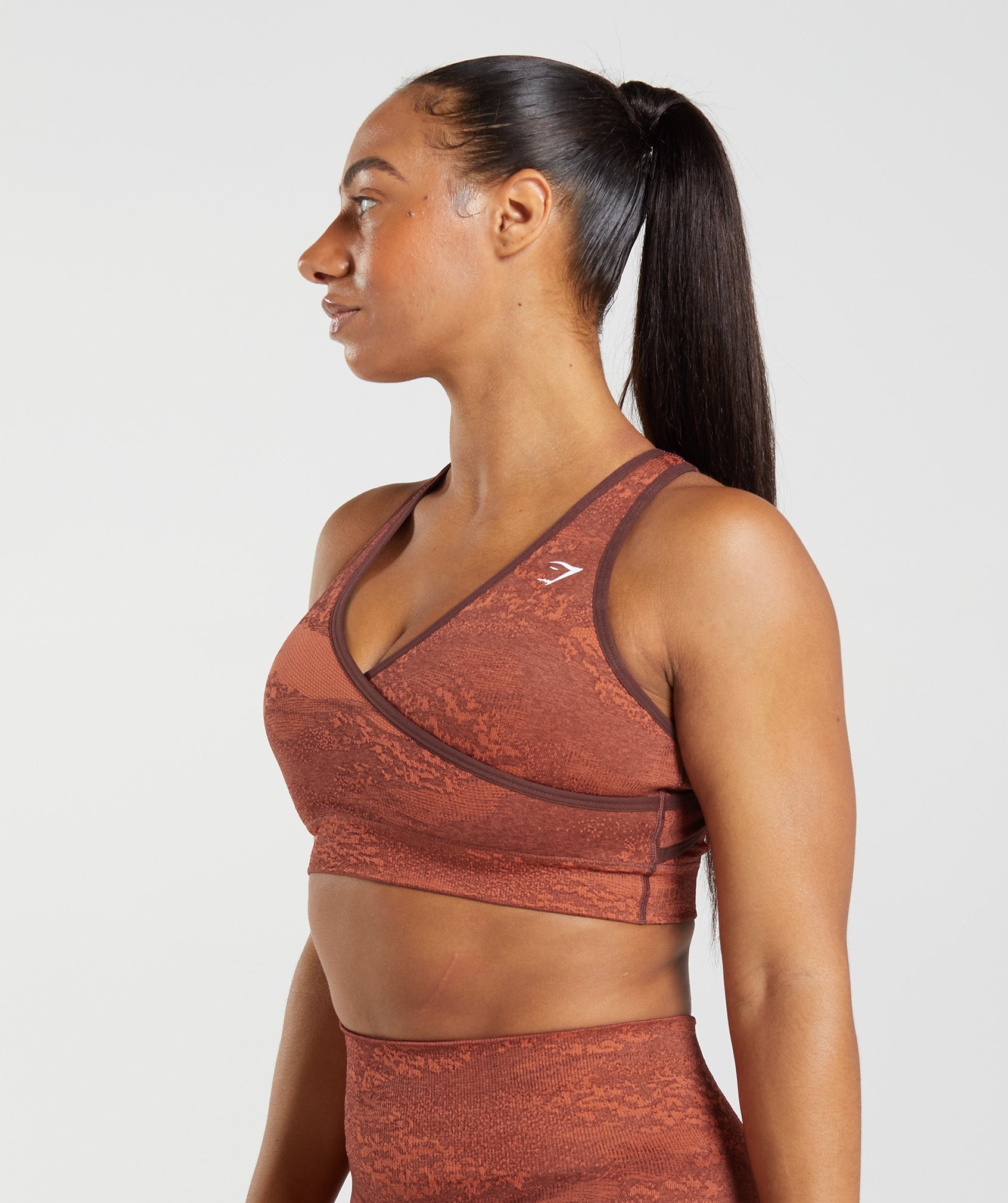 Gymshark Womens XS Cherry Brown Camouflage Adapt Seamless Gym