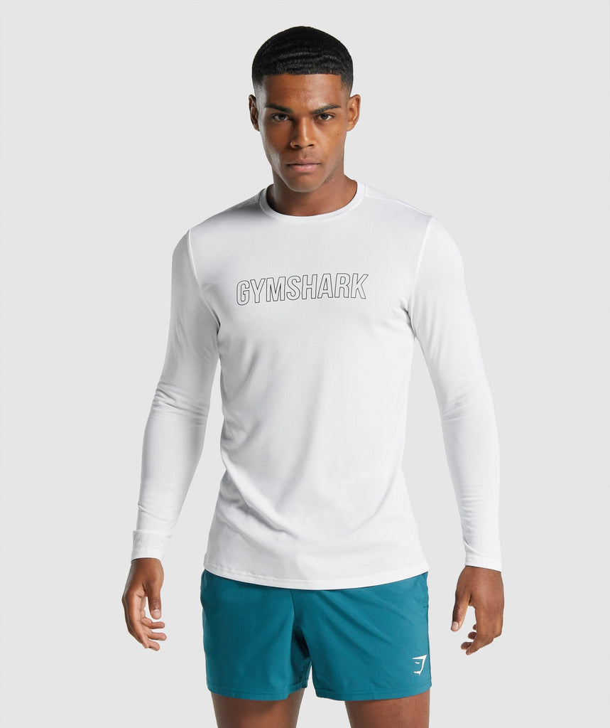 Gymshark Arrival Long Sleeve Graphic T-Shirt - White | Gymshark