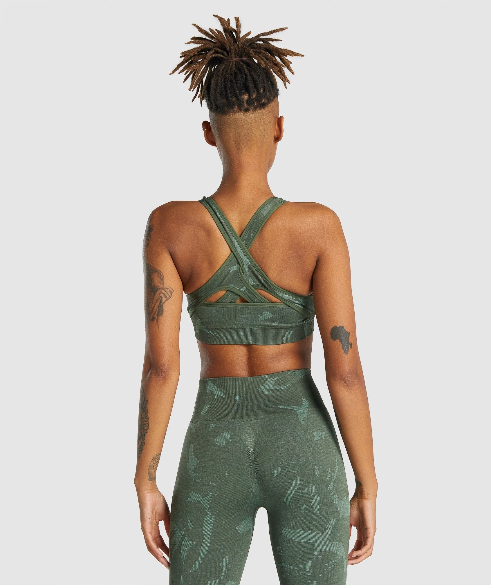 Adapt Camo Seamless Sports Bra in Savanna | Green