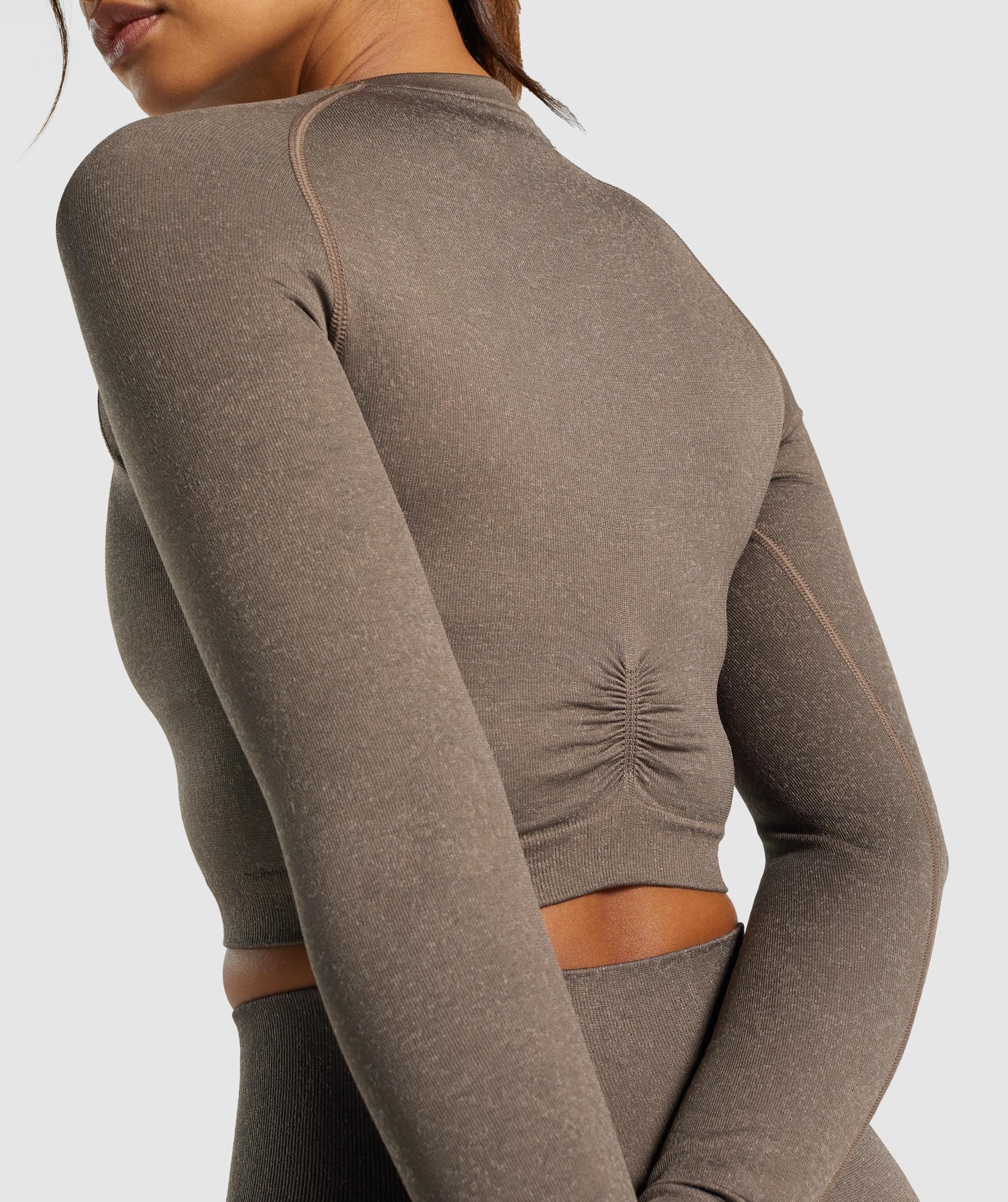 Gymshark Adapt Fleck Seamless Long Sleeve Crop Top in Mineral