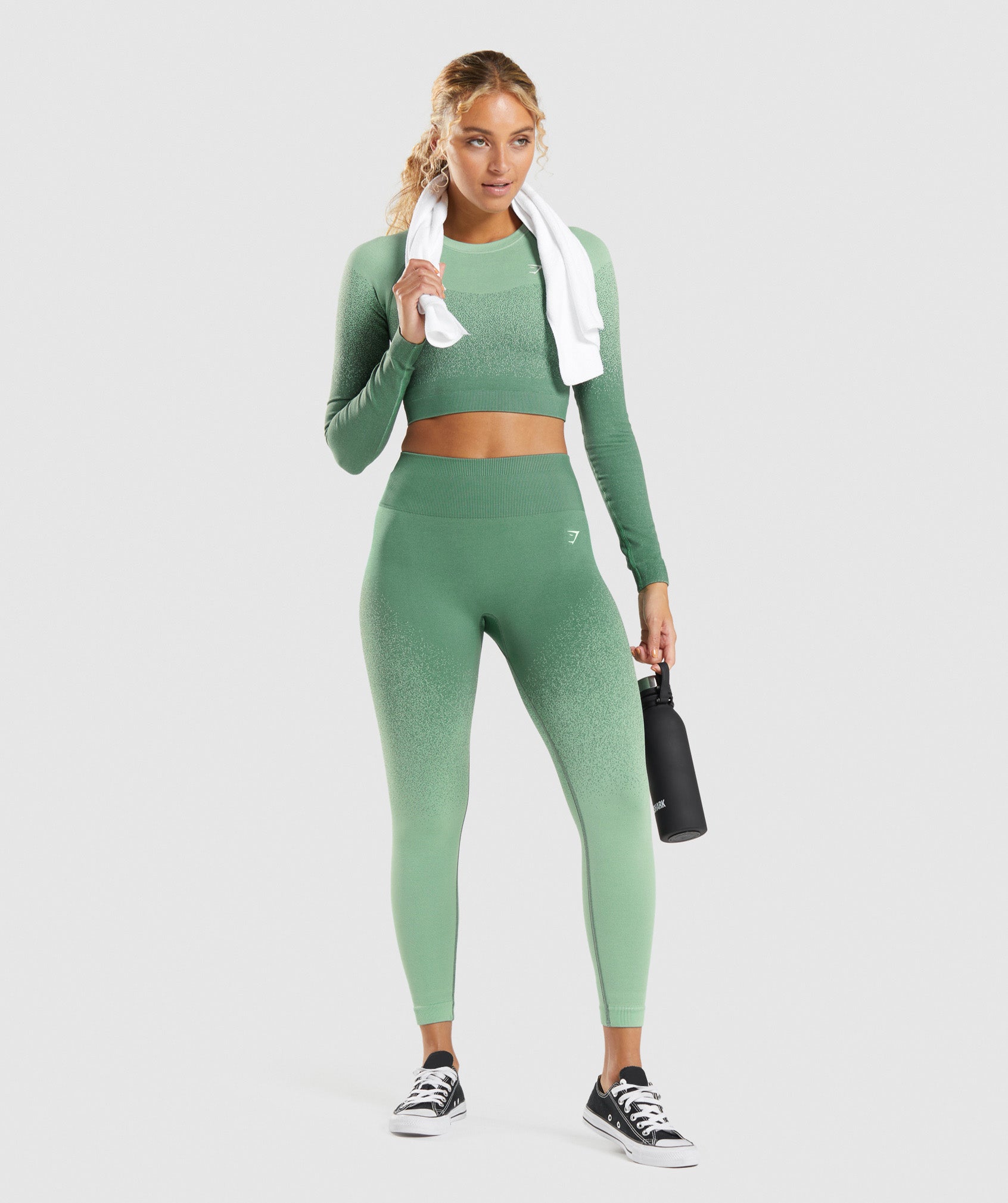Gymshark Adapt Green White Ombre Seamless Leggings Size: L Active Yoga Gym