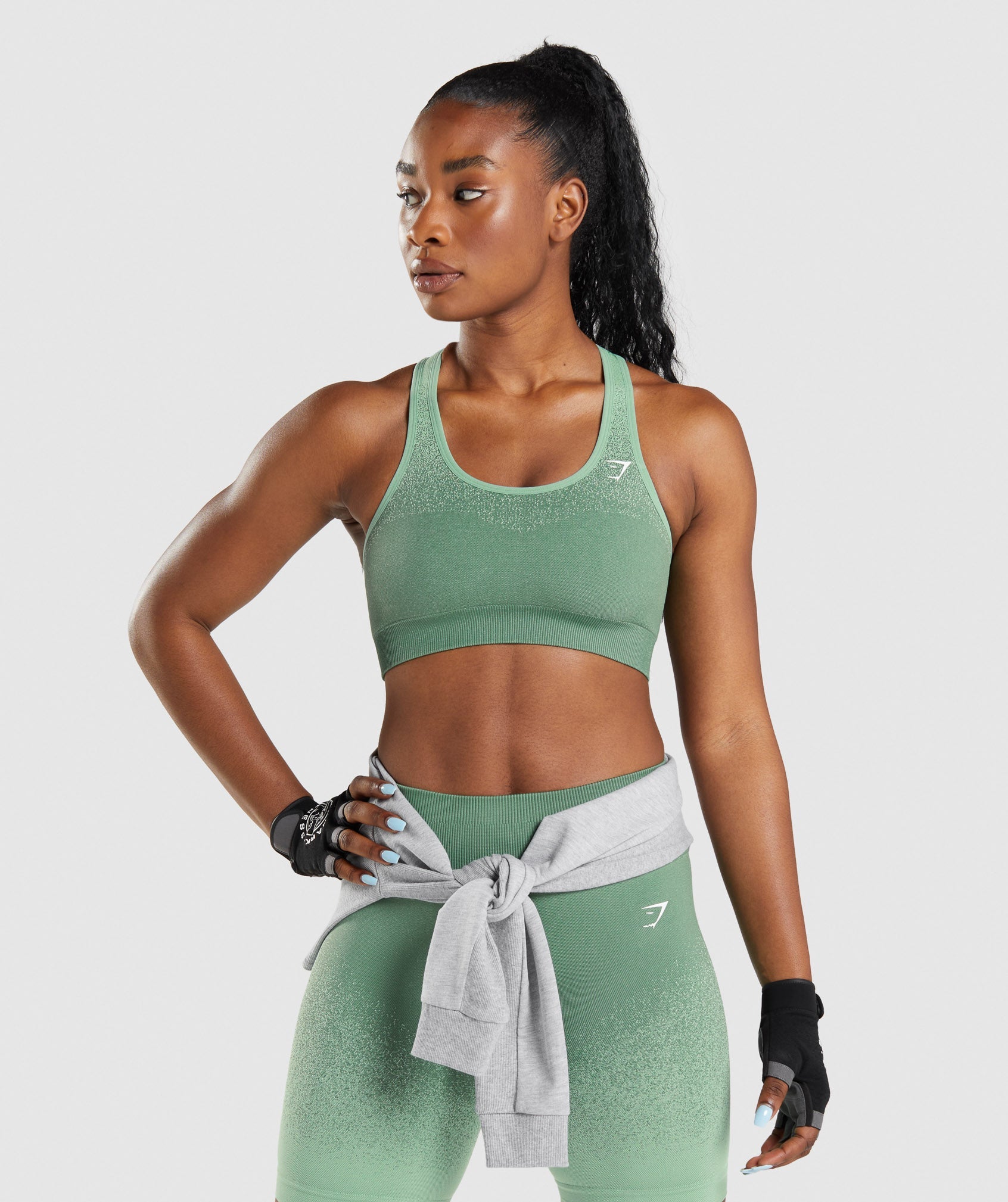 Adapt Ombre Seamless Sports Bra in Green/Light Green - view 1