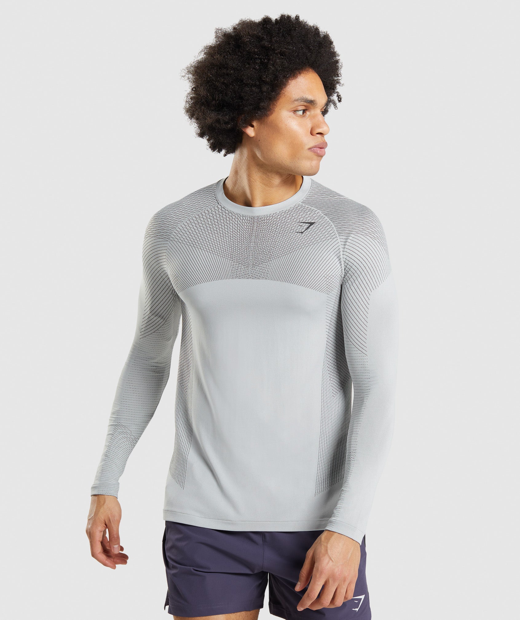 Apex Seamless Long Sleeve T-Shirt in Light Grey/Onyx Grey - view 1