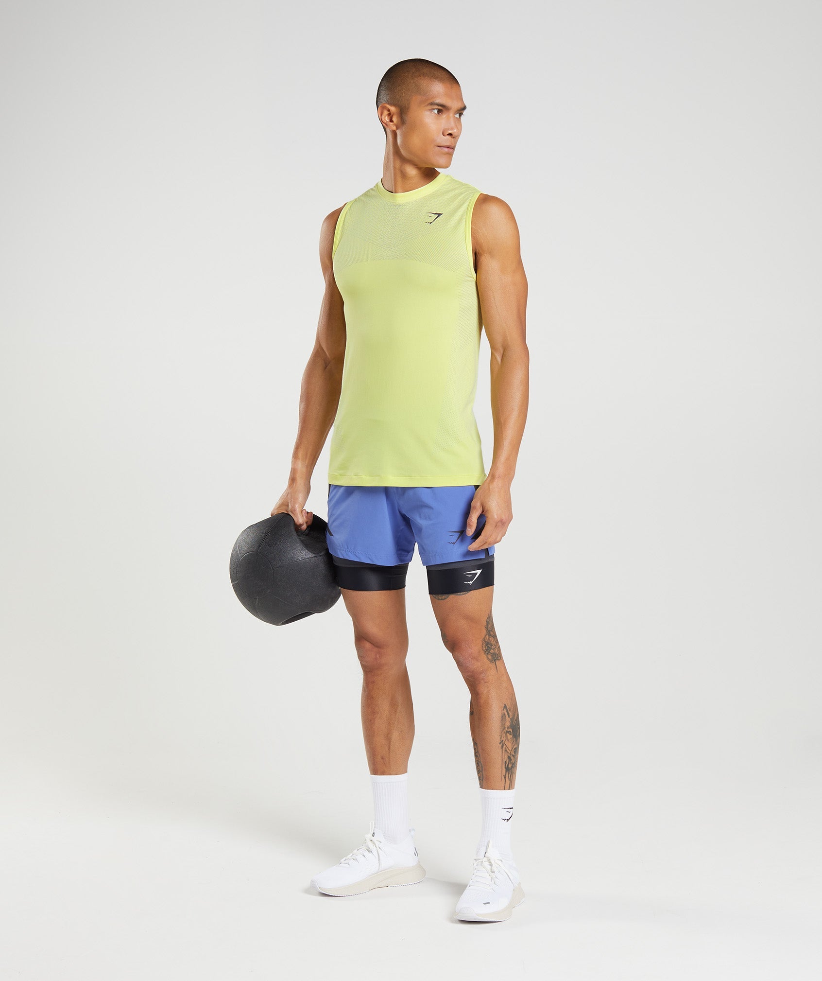 Apex Seamless Tank in Firefly Green/White - view 4