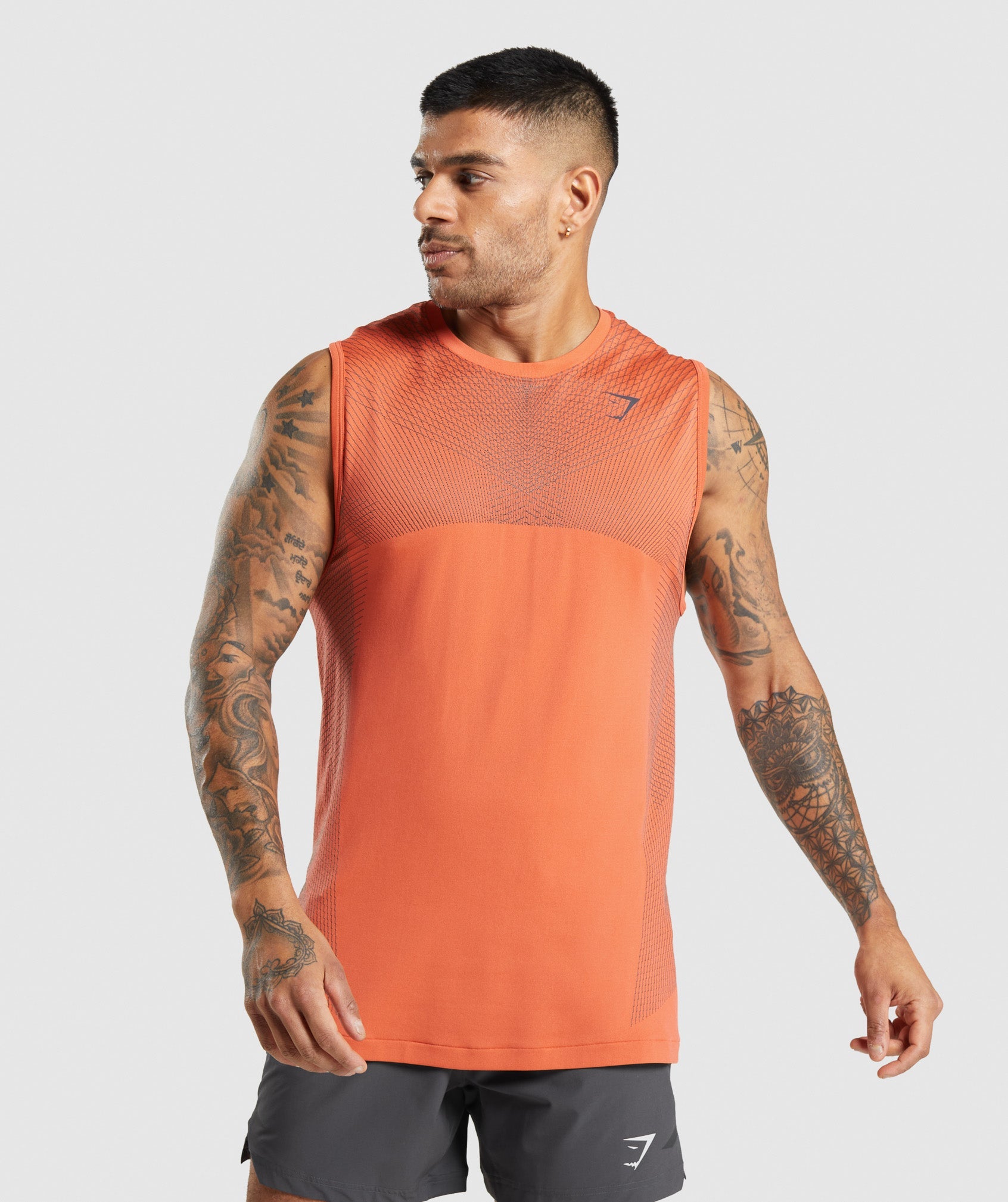 Apex Seamless Tank in Papaya Orange/Onyx Grey - view 1