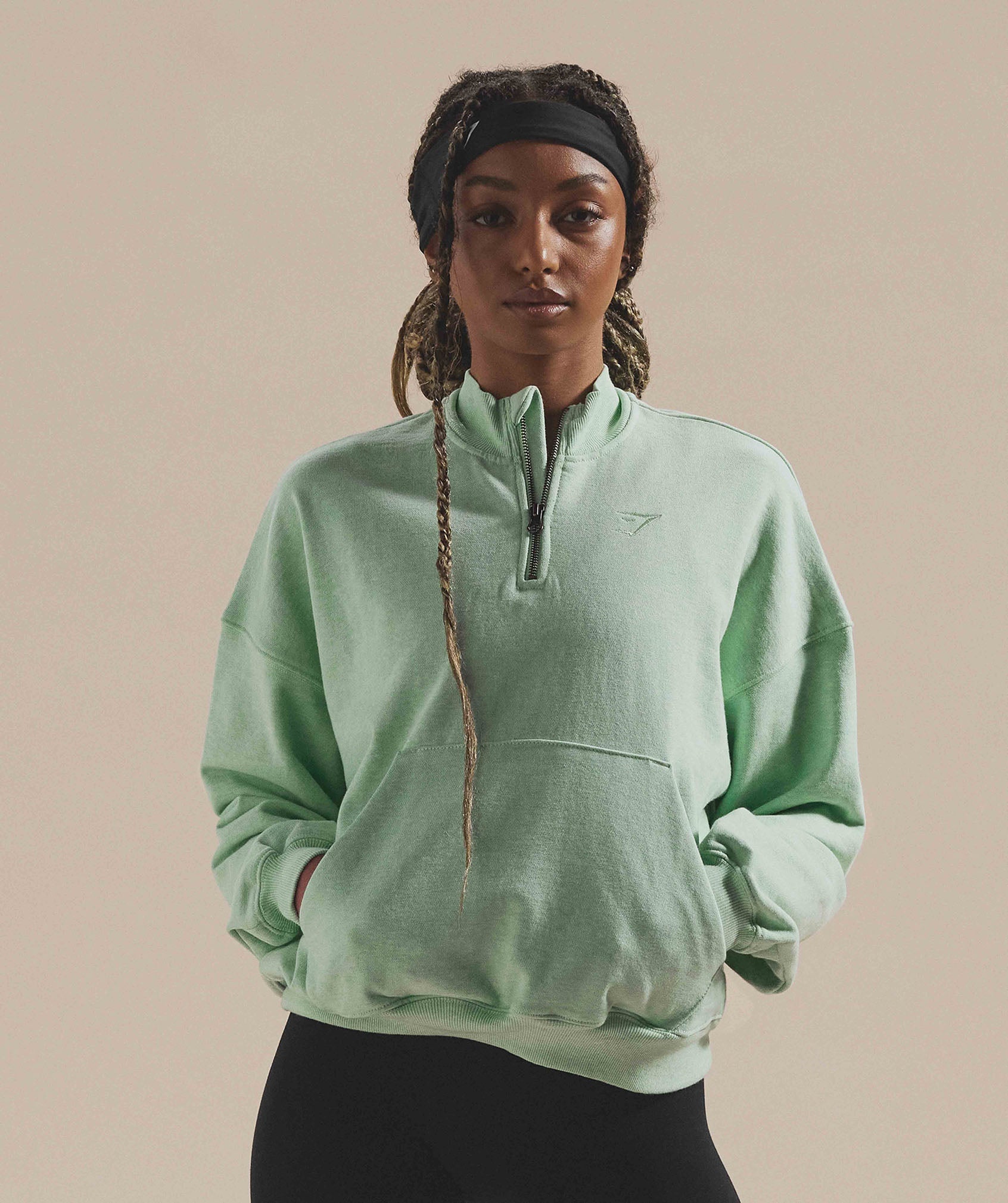 Rest Day Sweats 1/2 Zip Pullover in Refreshing Green Marl - view 1