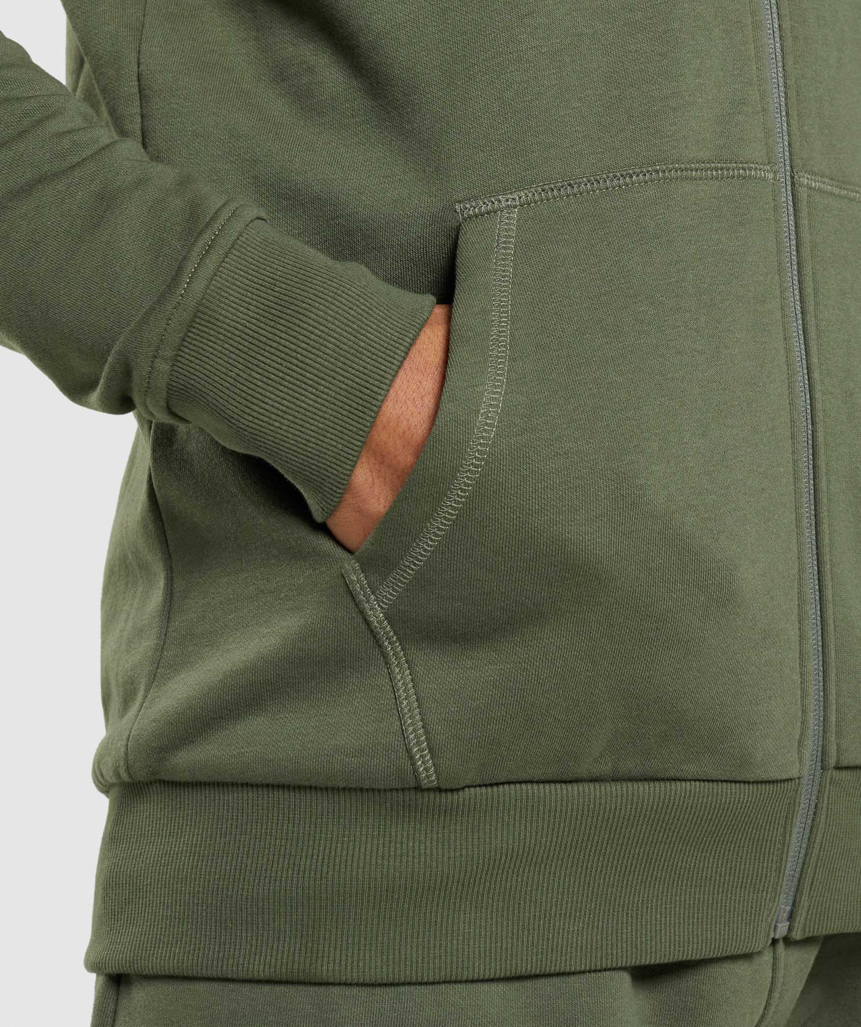 Crest Zip Up Hoodie in Core Olive - view 5